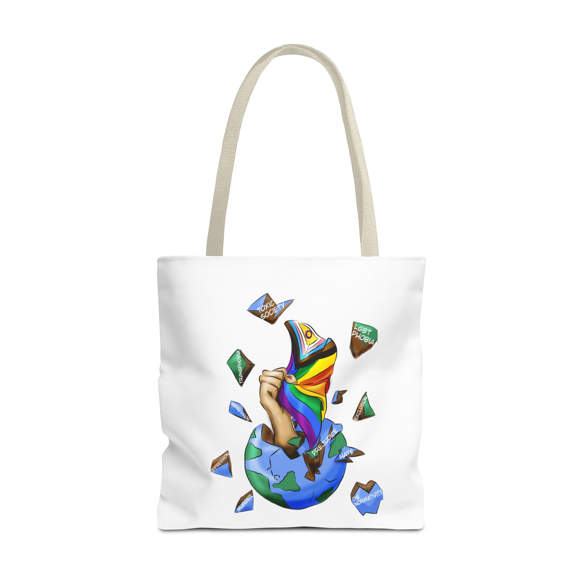 Progress Pride Flag Tote Bag – Breaking Barriers Art, Durable Polyester, Multiple Sizes | Inclusive LGBTQIA+ Accessory | Voce Lindx