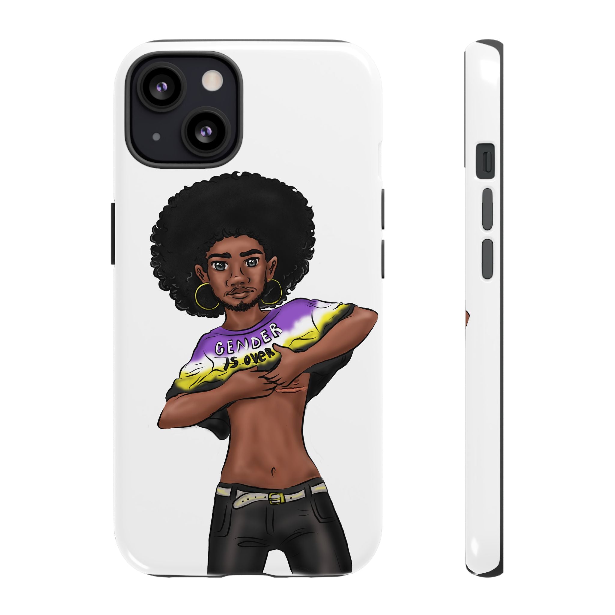 Gender Is Over Tough Phone Case – Gender-Free, Black Representation Art, Dual Layer Protection | Voce Lindx