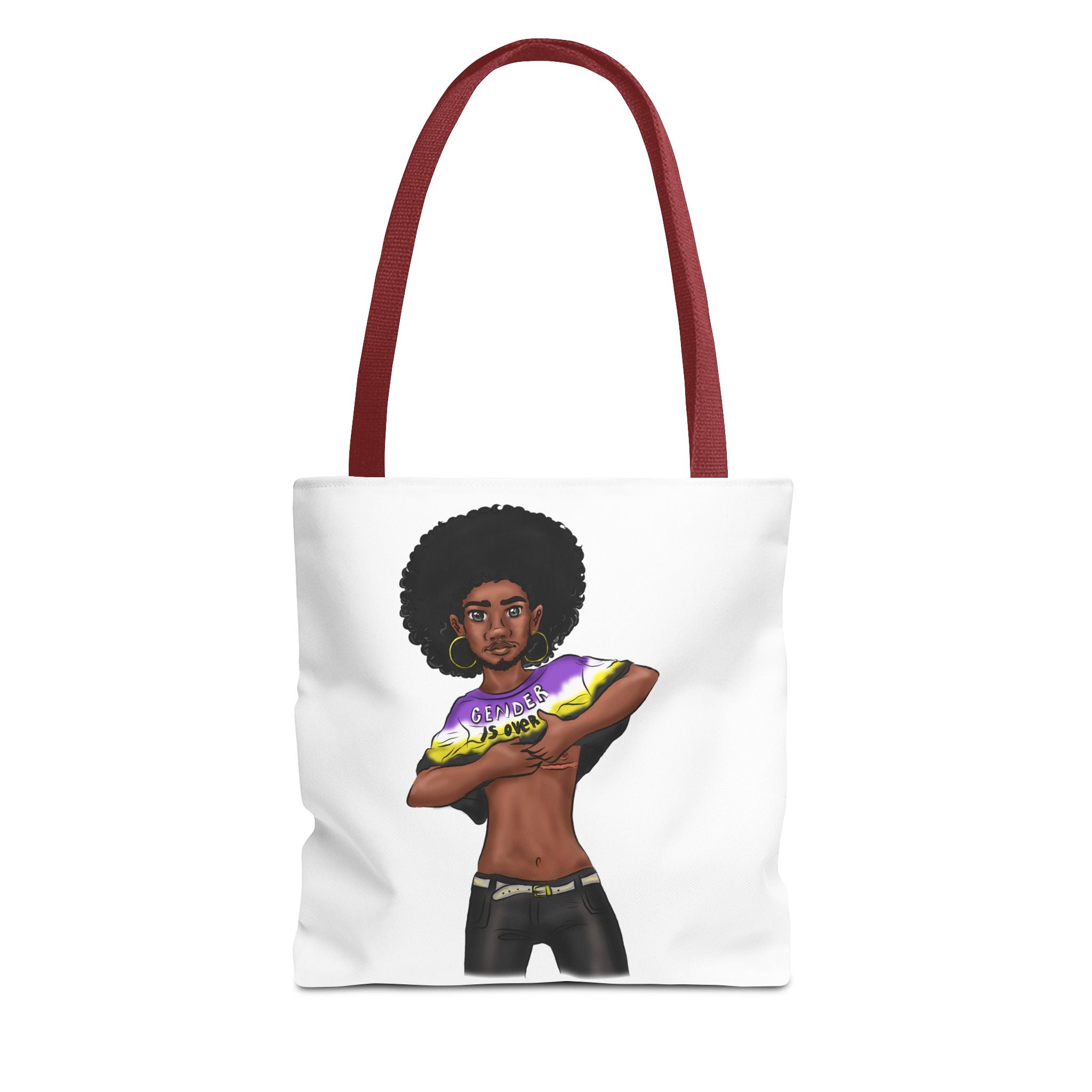 Gender Is Over Tote Bag – Gender-Free, Black Representation Art, Durable Polyester, Multiple Sizes | Inclusive LGBTQIA+ Accessory | Voce Lindx