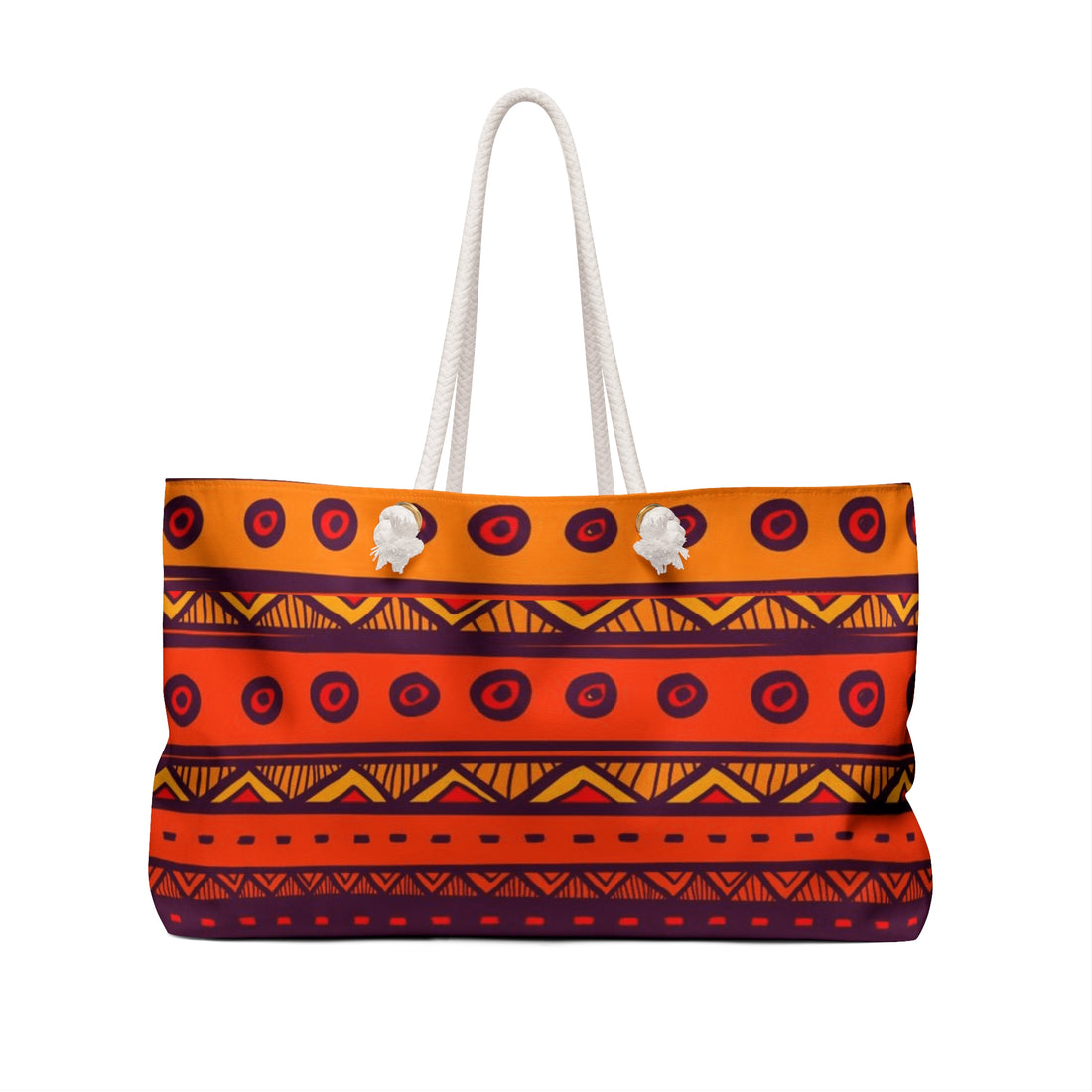 Orange & Yellow African-Inspired Weekender Bag – Oversized, Durable Polyester, Rope Handles | Inclusive Travel Tote | Voce Lindx