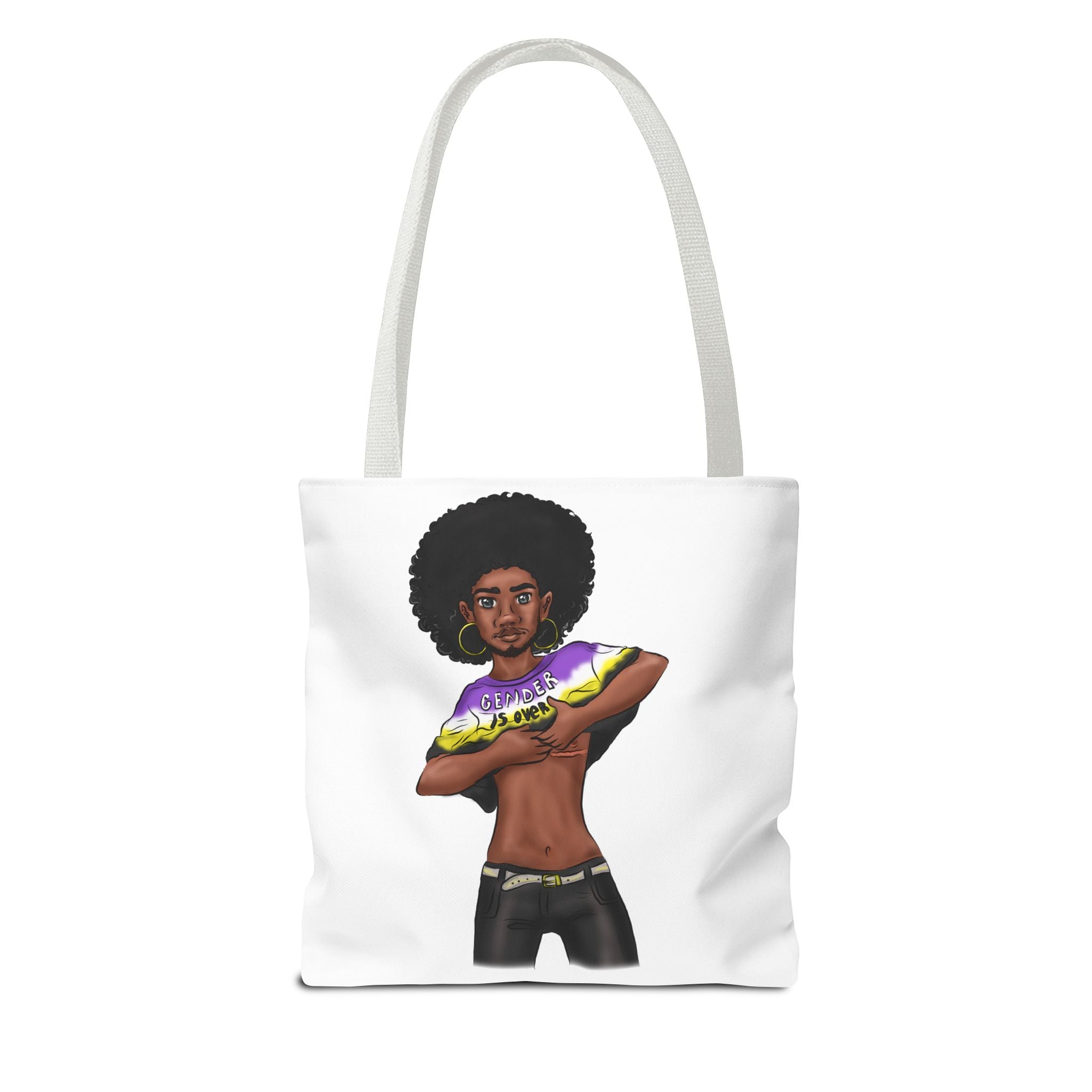 Gender Is Over Tote Bag – Gender-Free, Black Representation Art, Durable Polyester, Multiple Sizes | Inclusive LGBTQIA+ Accessory | Voce Lindx