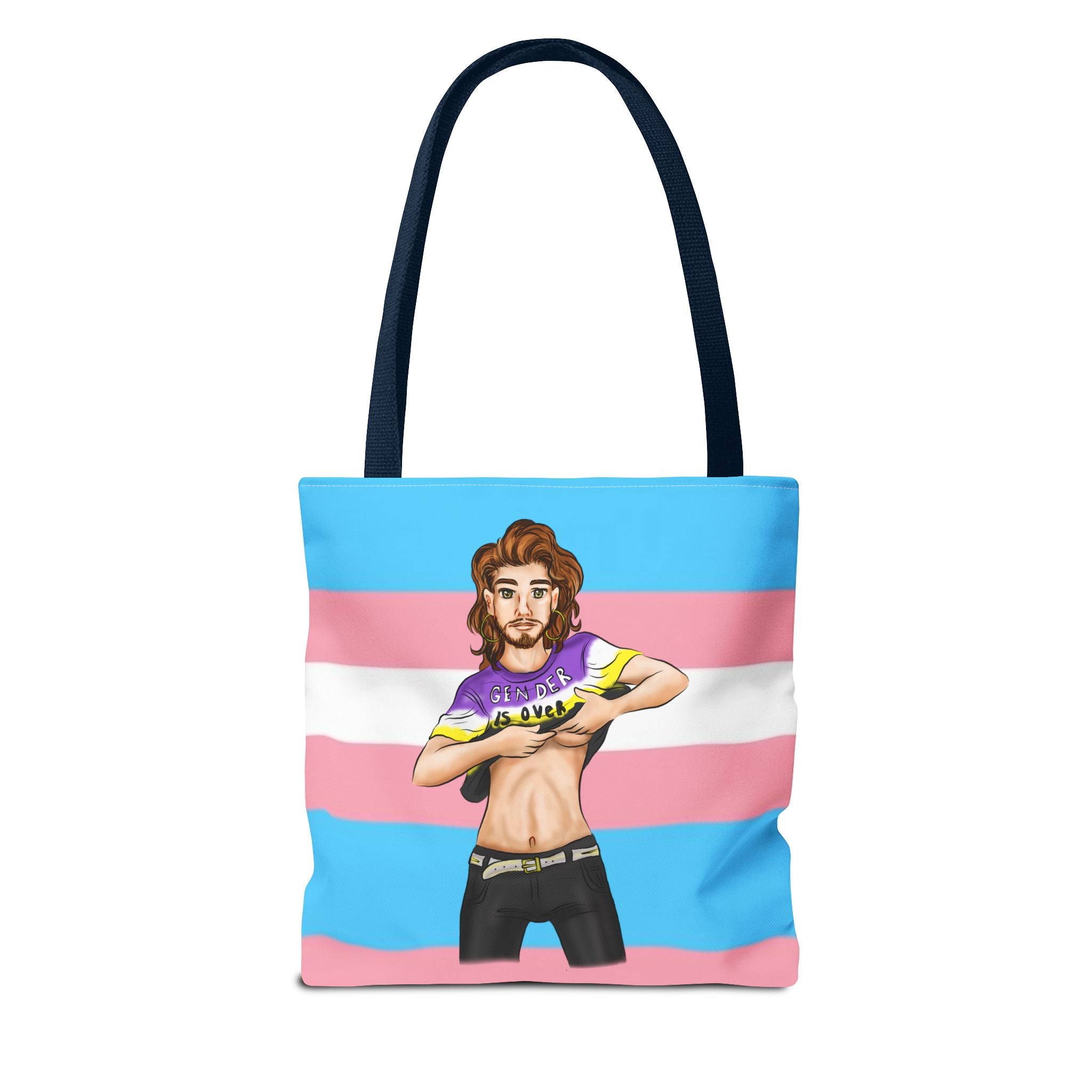 Trans Pride Tote Bag – “Gender Is Over” Art, Durable Polyester, Multiple Sizes | Inclusive LGBTQIA+ Accessory | Voce Lindx