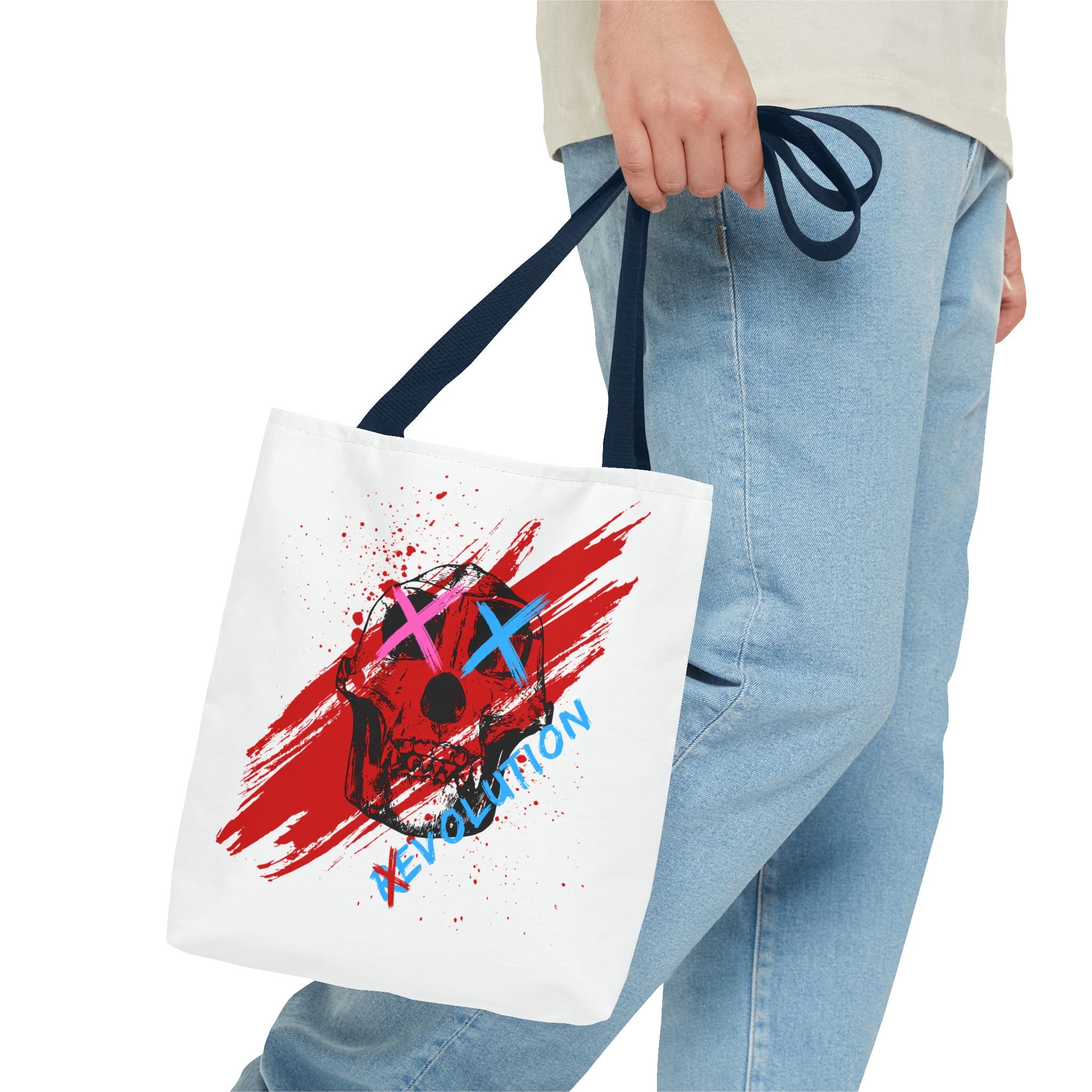 X Revolution Tote Bag – Gender-Free, Skull Art, Durable Polyester, Multiple Sizes | Inclusive LGBTQIA+ Accessory | Voce Lindx