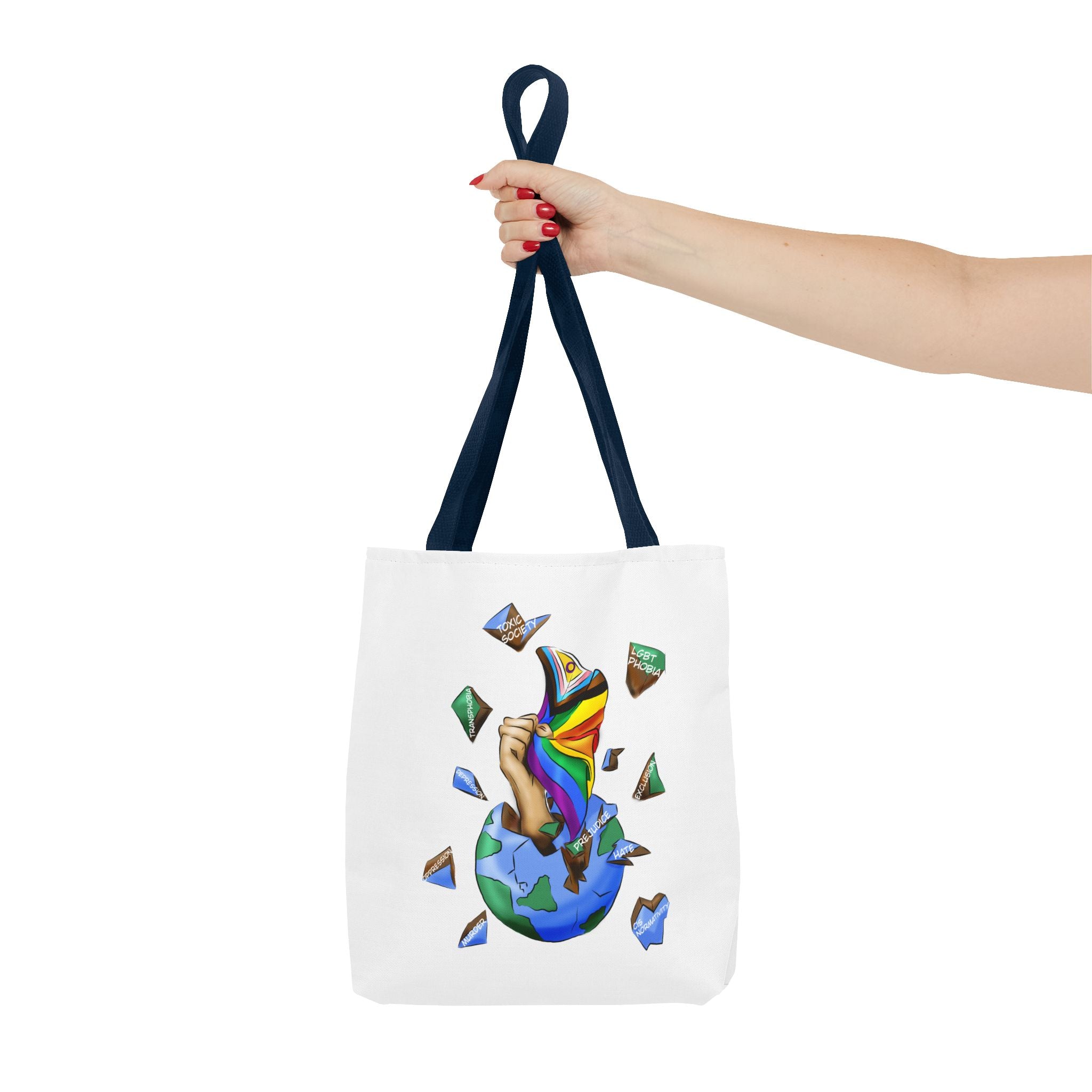 Progress Pride Flag Tote Bag – Breaking Barriers Art, Durable Polyester, Multiple Sizes | Inclusive LGBTQIA+ Accessory | Voce Lindx