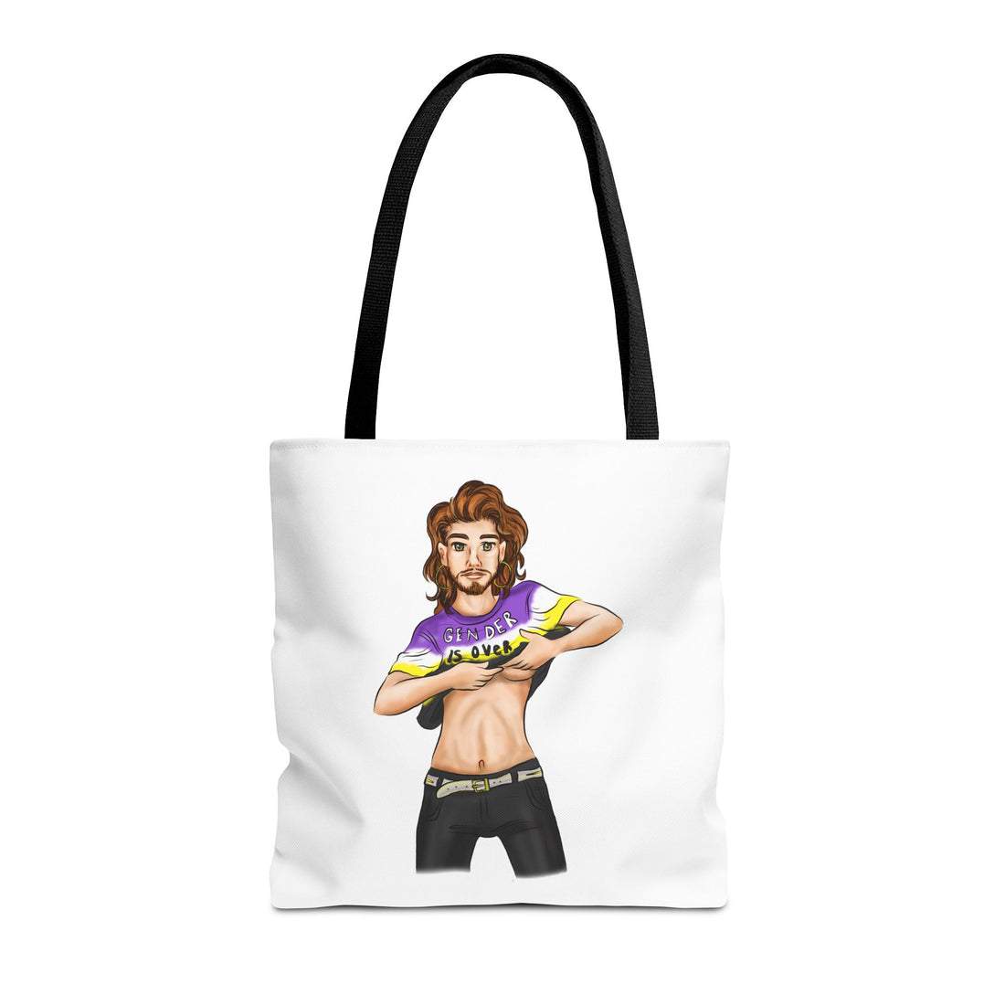 Nonbinary Pride Tote Bag – “Gender Is Over” Art, Durable Polyester, Multiple Sizes | Inclusive LGBTQIA+ Accessory | Voce Lindx