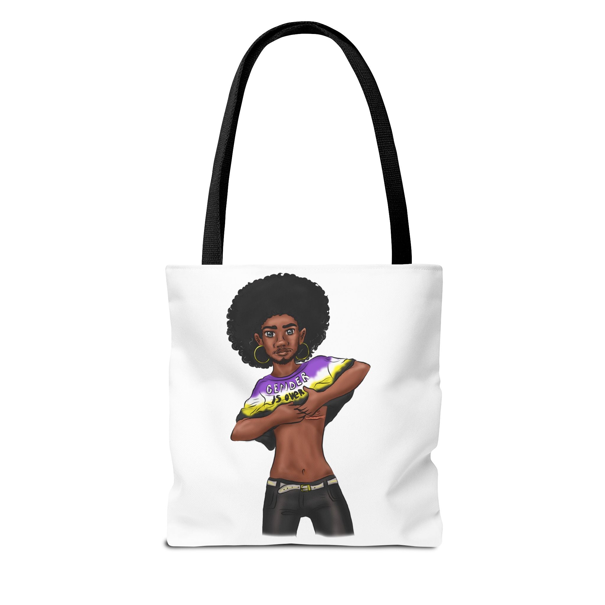 Gender Is Over Tote Bag – Gender-Free, Black Representation Art, Durable Polyester, Multiple Sizes | Inclusive LGBTQIA+ Accessory | Voce Lindx