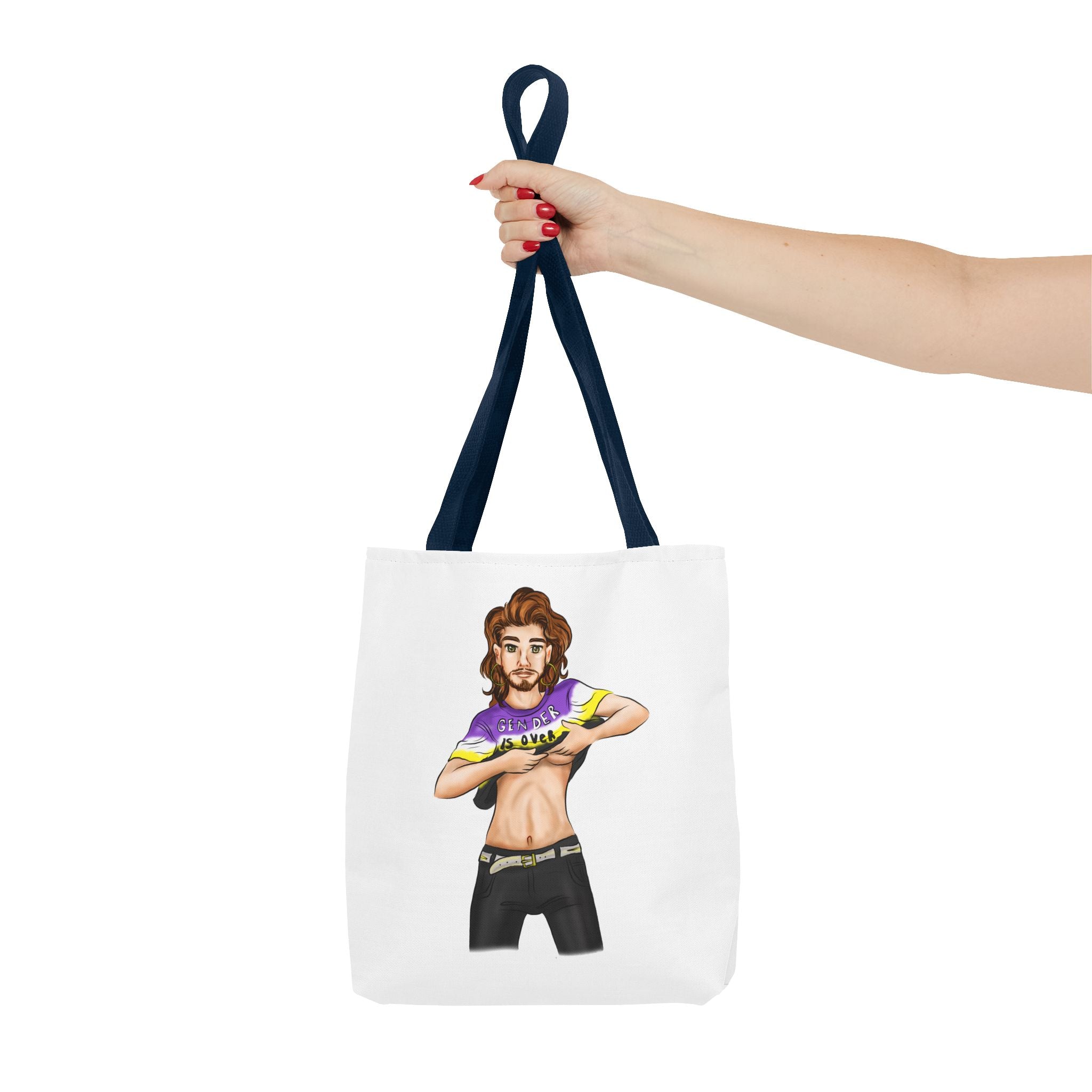 Nonbinary Pride Tote Bag – “Gender Is Over” Art, Durable Polyester, Multiple Sizes | Inclusive LGBTQIA+ Accessory | Voce Lindx