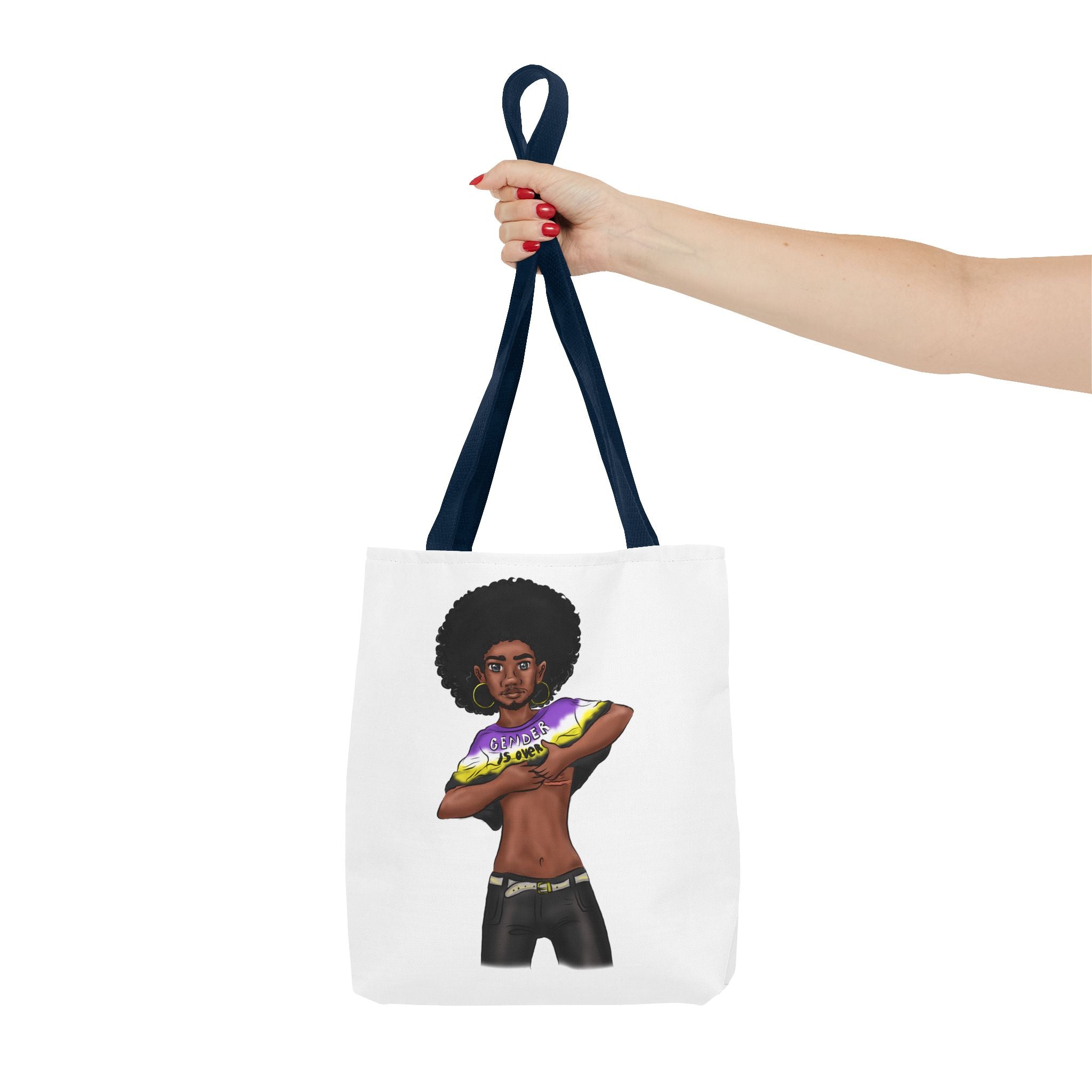 Gender Is Over Tote Bag – Gender-Free, Black Representation Art, Durable Polyester, Multiple Sizes | Inclusive LGBTQIA+ Accessory | Voce Lindx