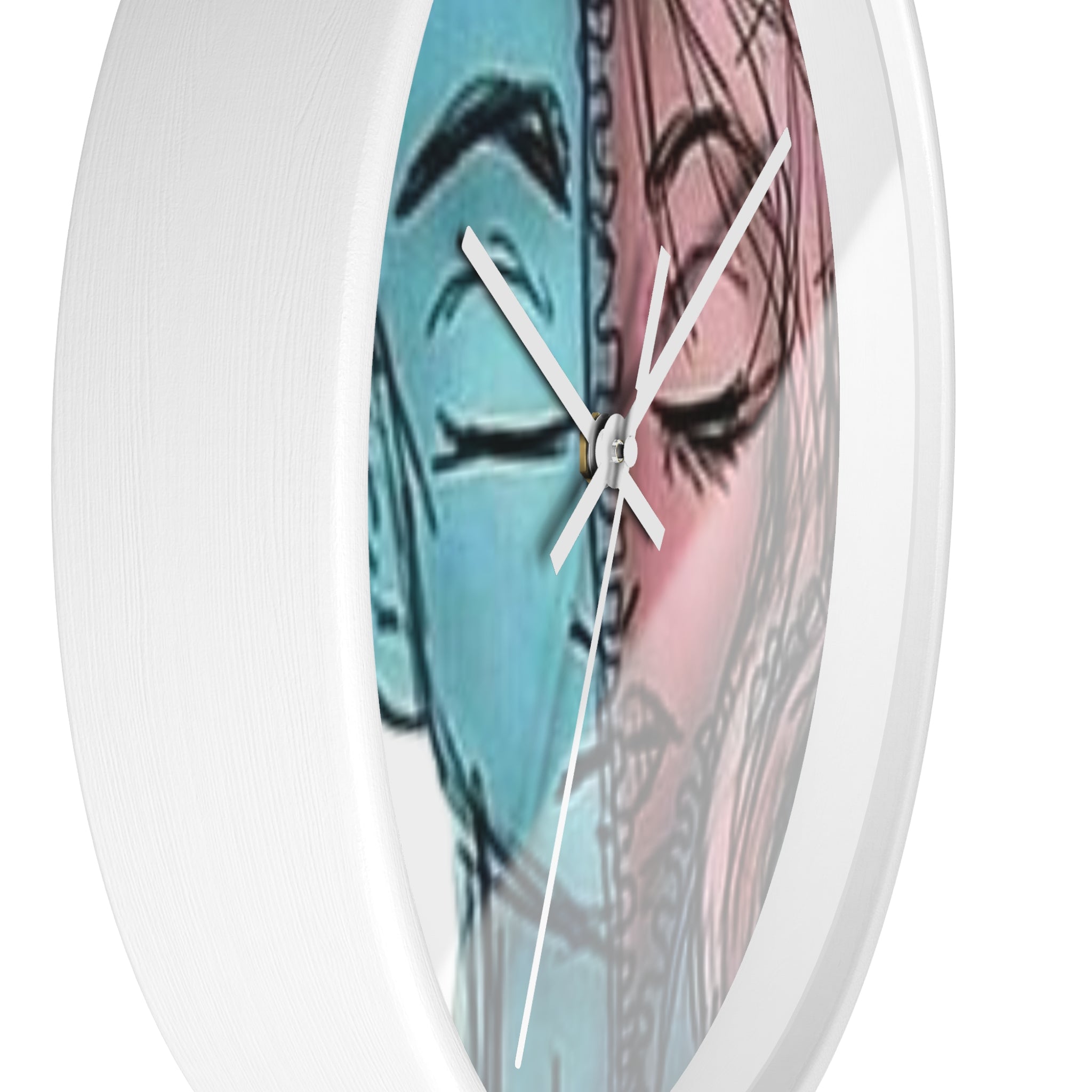 VOCE LINDX Wall Clock – Gender Expression Split Face Art – Silent Mechanism – Decorative Indoor Timepiece