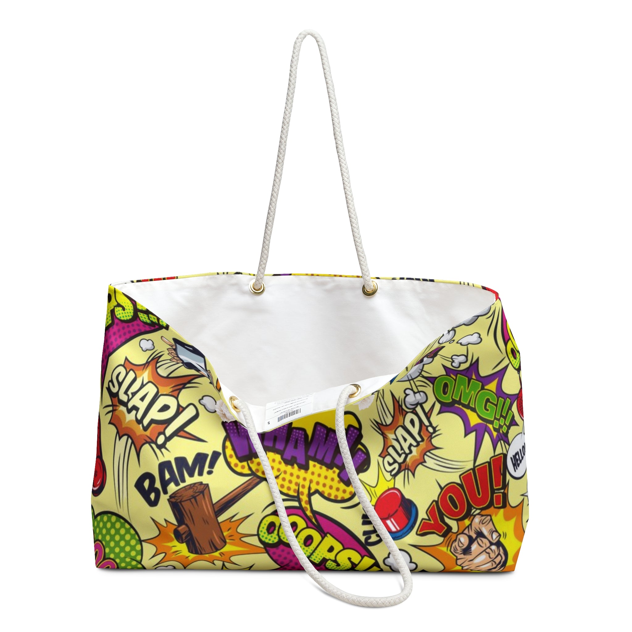 Pop Art Comic Weekender Bag – Oversized, Durable Polyester, Rope Handles | Inclusive Travel Tote | Voce Lindx