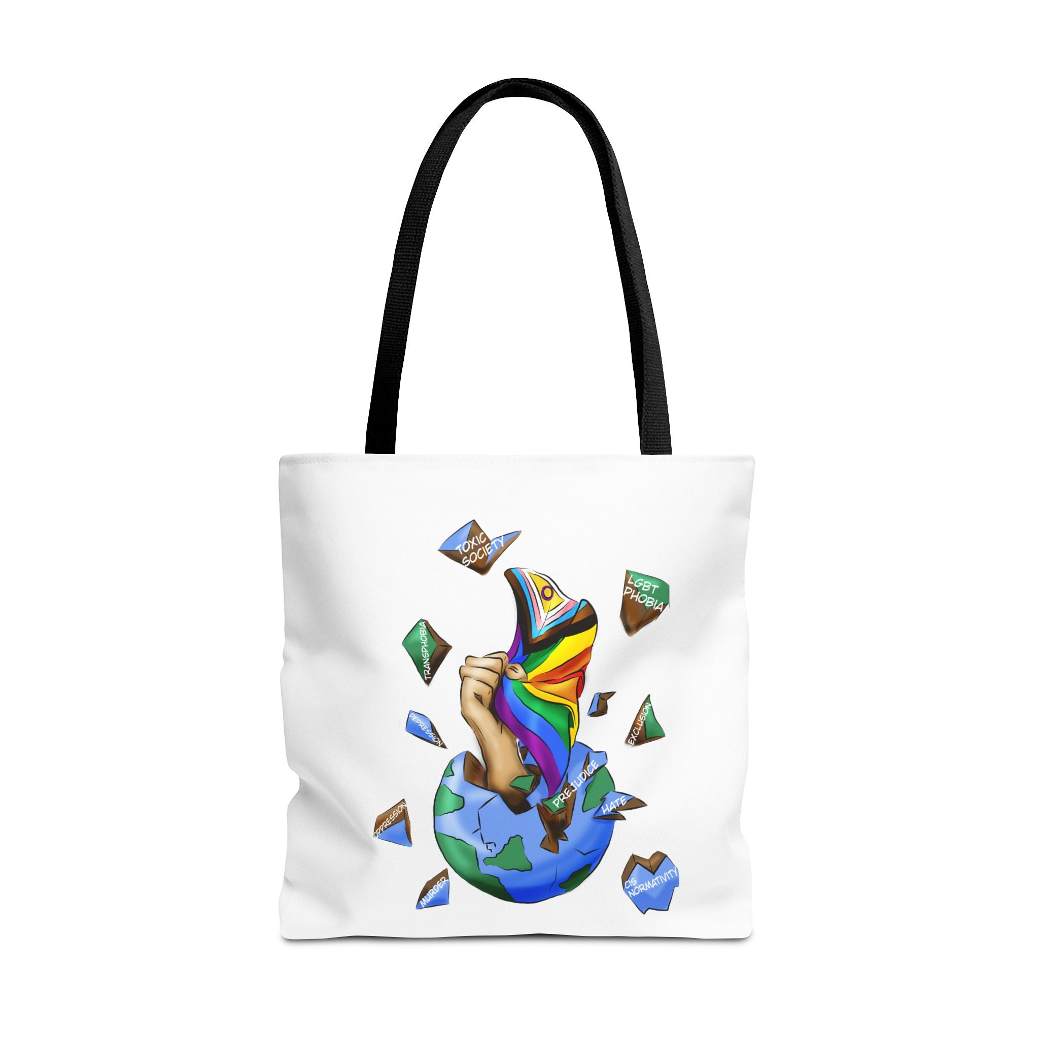 Progress Pride Flag Tote Bag – Breaking Barriers Art, Durable Polyester, Multiple Sizes | Inclusive LGBTQIA+ Accessory | Voce Lindx