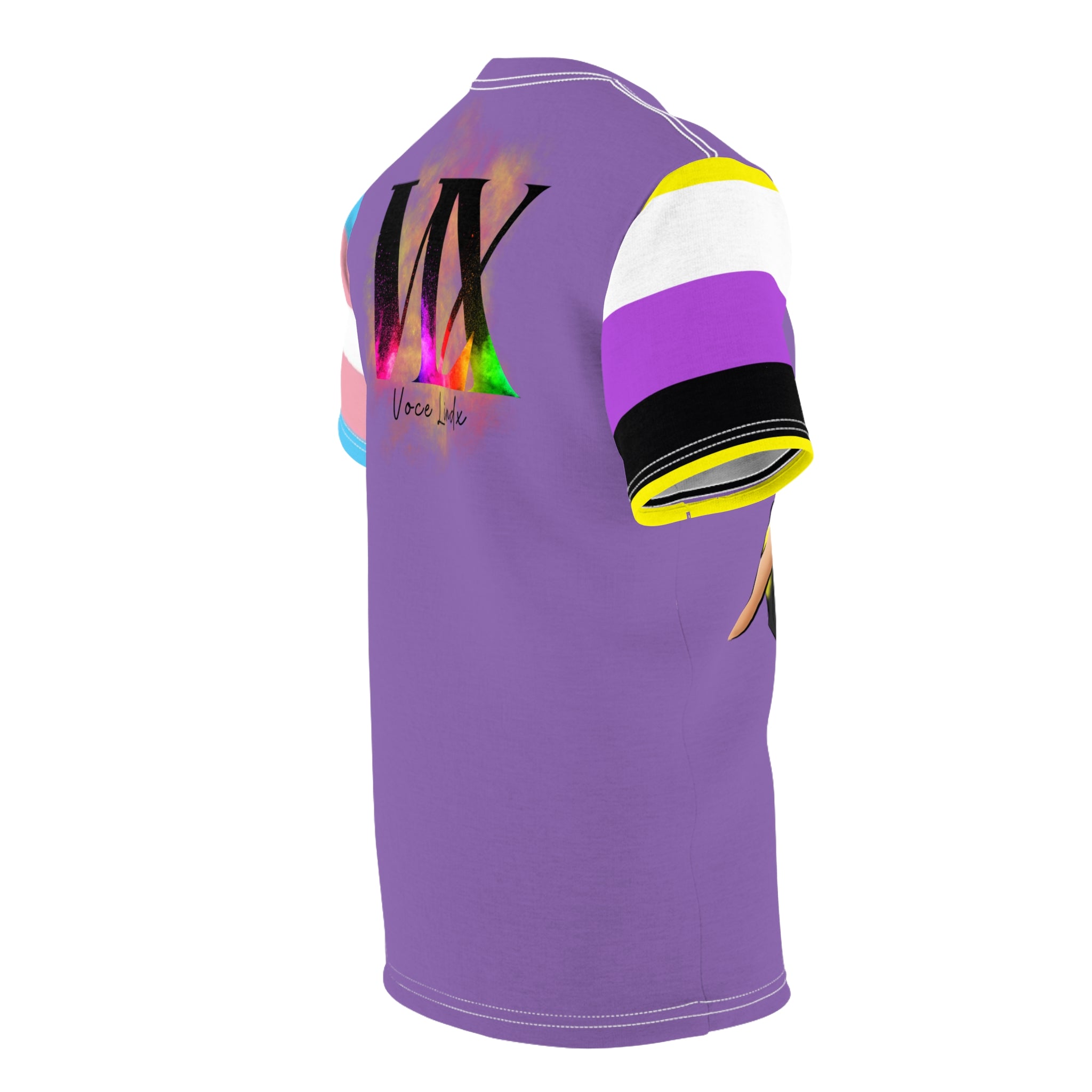 Gender Is Over Gender-Free Tee – Nonbinary & Trans Pride Sleeves, Inclusive LGBTQIA+ Art, Lightweight Polyester | Voce Lindx
