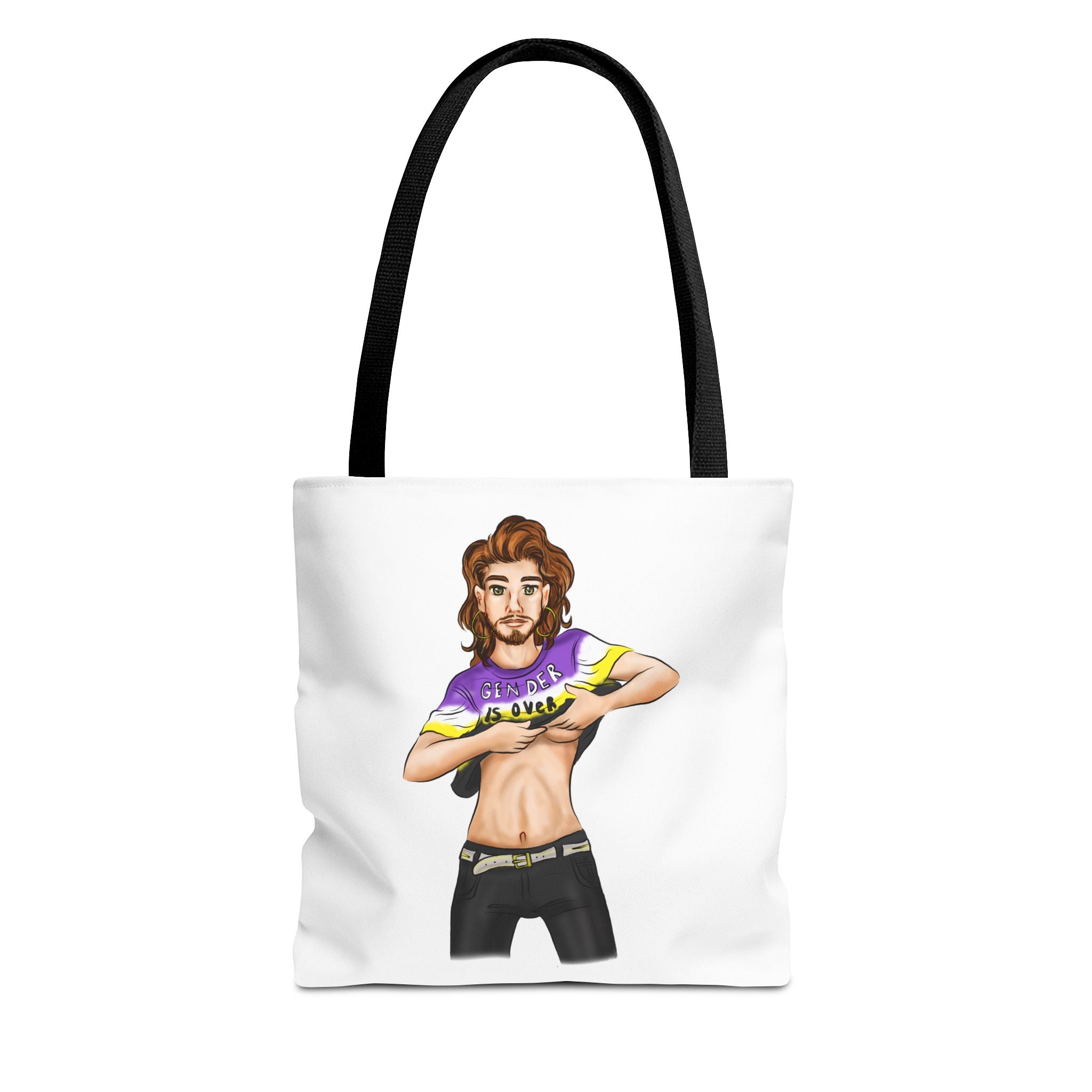 Nonbinary Pride Tote Bag – “Gender Is Over” Art, Durable Polyester, Multiple Sizes | Inclusive LGBTQIA+ Accessory | Voce Lindx