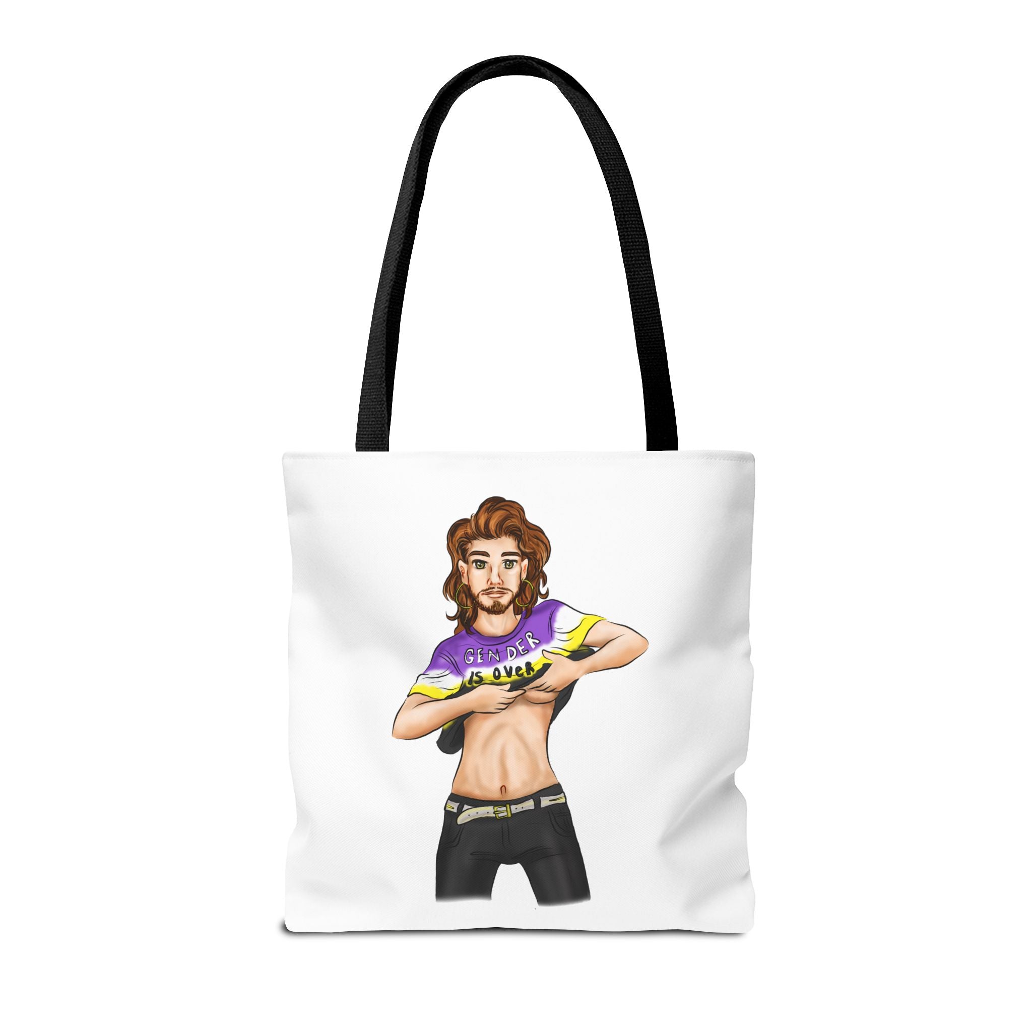 Nonbinary Pride Tote Bag – “Gender Is Over” Art, Durable Polyester, Multiple Sizes | Inclusive LGBTQIA+ Accessory | Voce Lindx