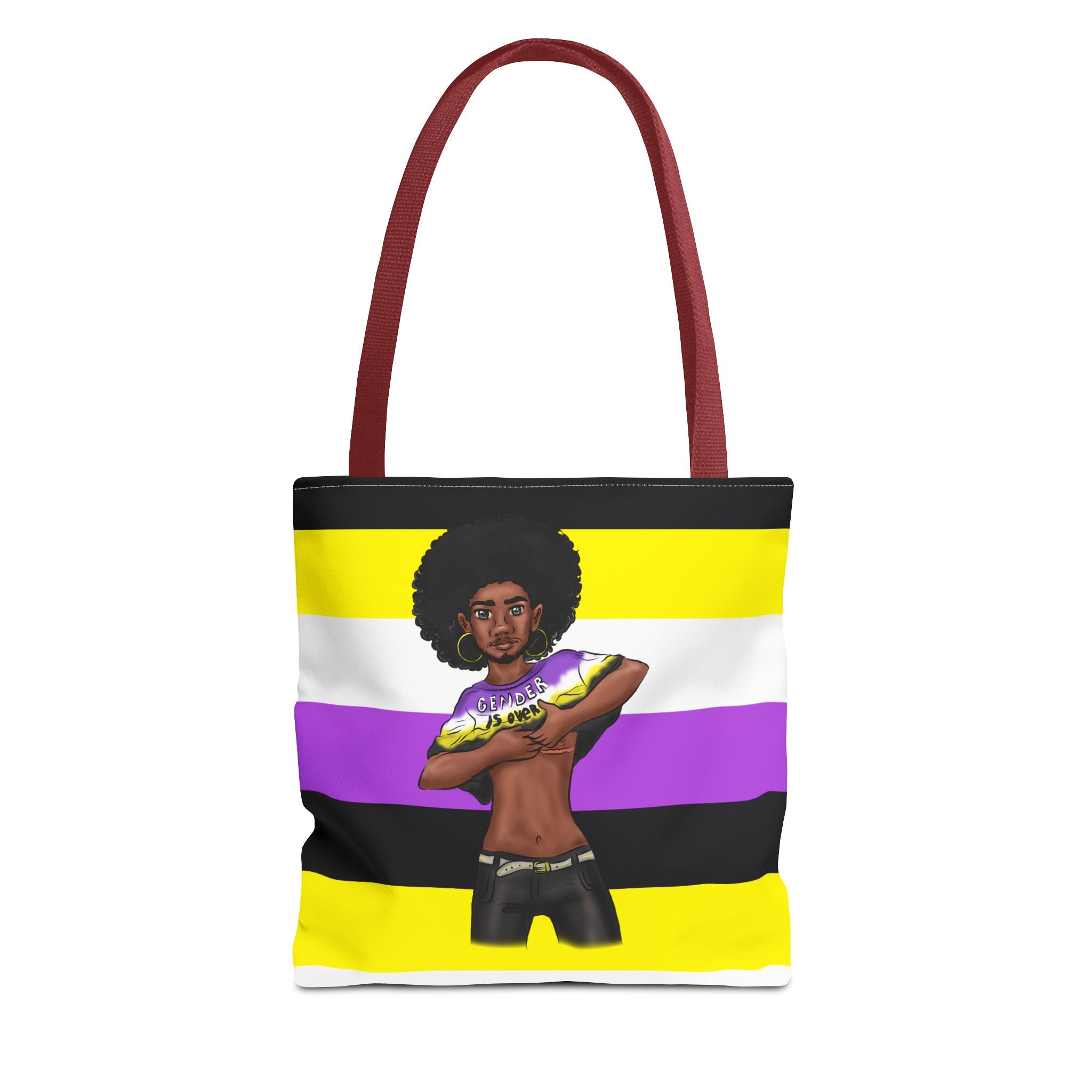 Nonbinary Pride Tote Bag – “Gender Is Over” Art, Durable Polyester, Multiple Sizes | Inclusive LGBTQIA+ Accessory | Voce Lindx