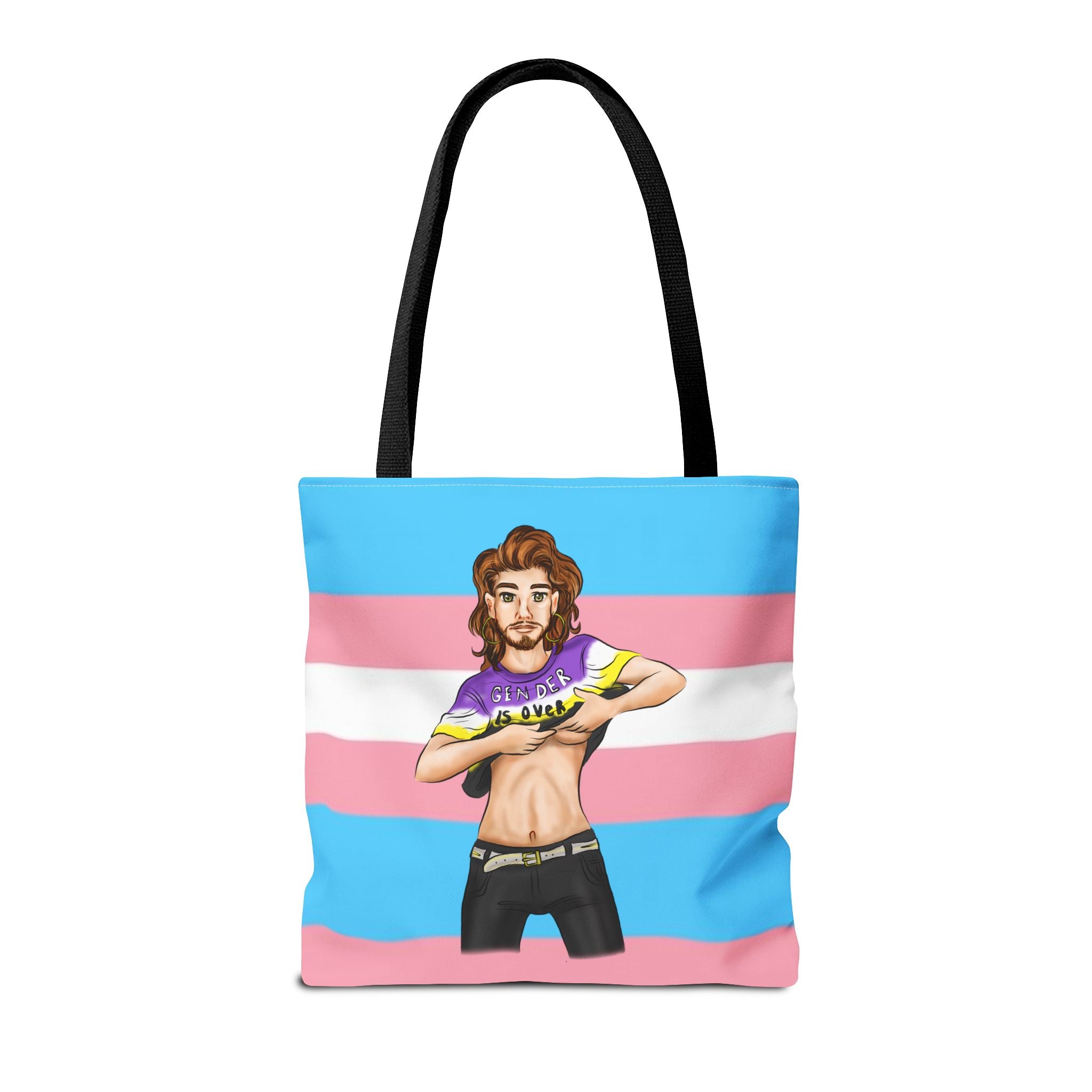 Trans Pride Tote Bag – “Gender Is Over” Art, Durable Polyester, Multiple Sizes | Inclusive LGBTQIA+ Accessory | Voce Lindx