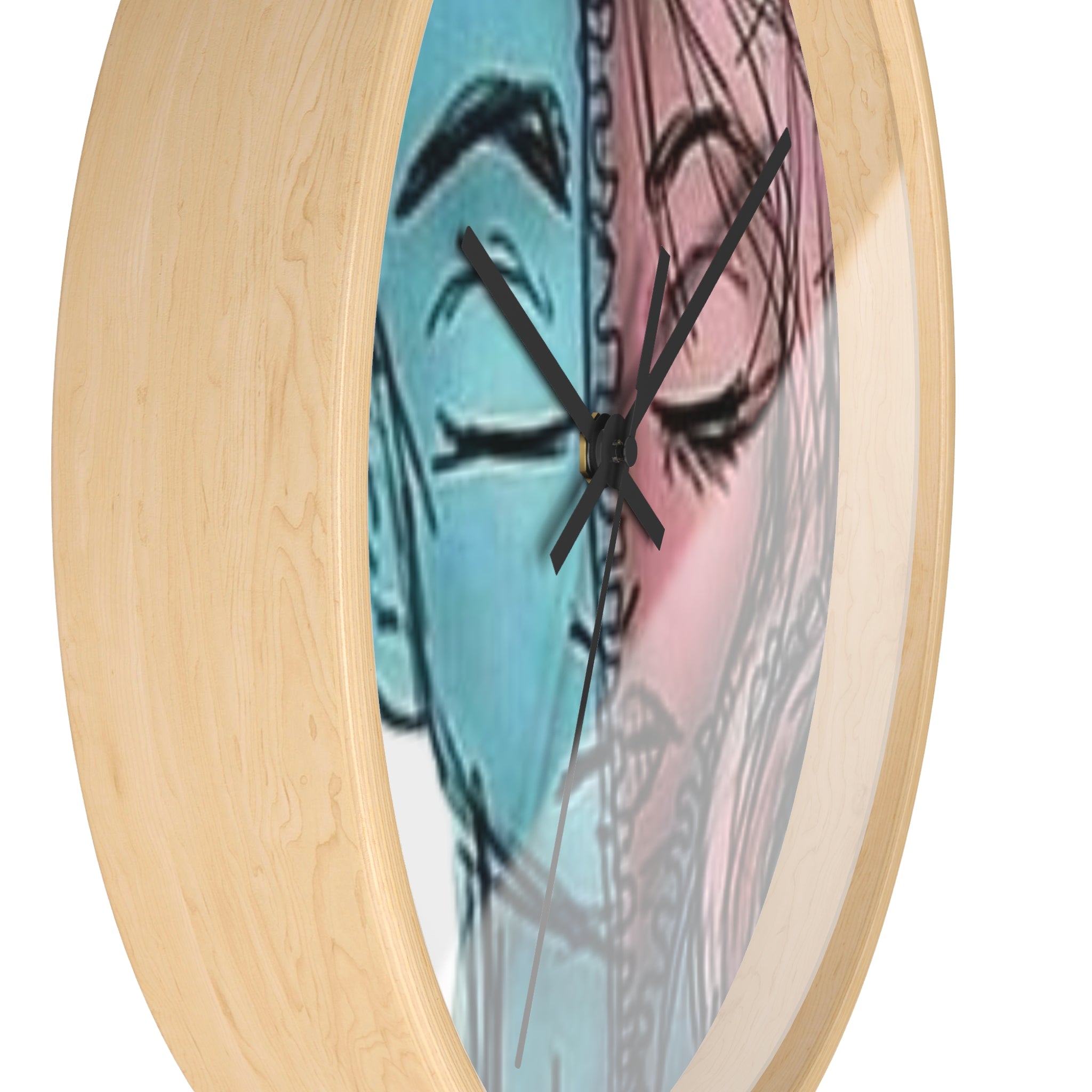 VOCE LINDX Wall Clock – Gender Expression Split Face Art – Silent Mechanism – Decorative Indoor Timepiece