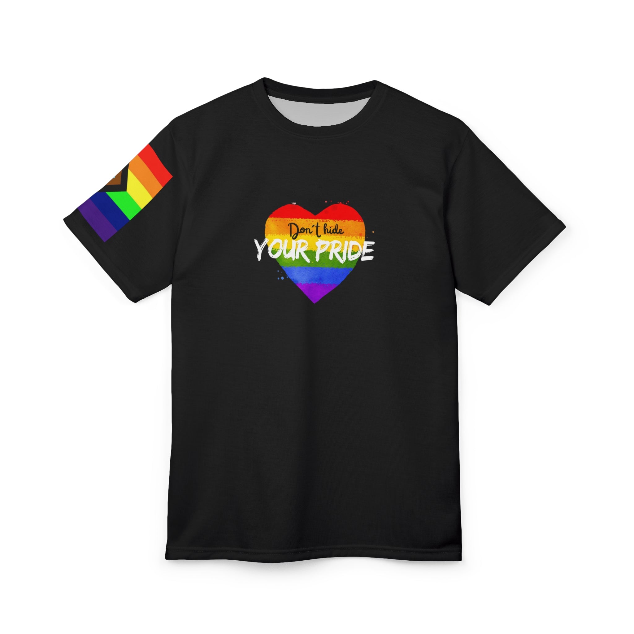 Don’t Hide Your Pride Gender-Free Tee – Rainbow Heart, Inclusive LGBTQIA+ Fashion | Voce Lindx