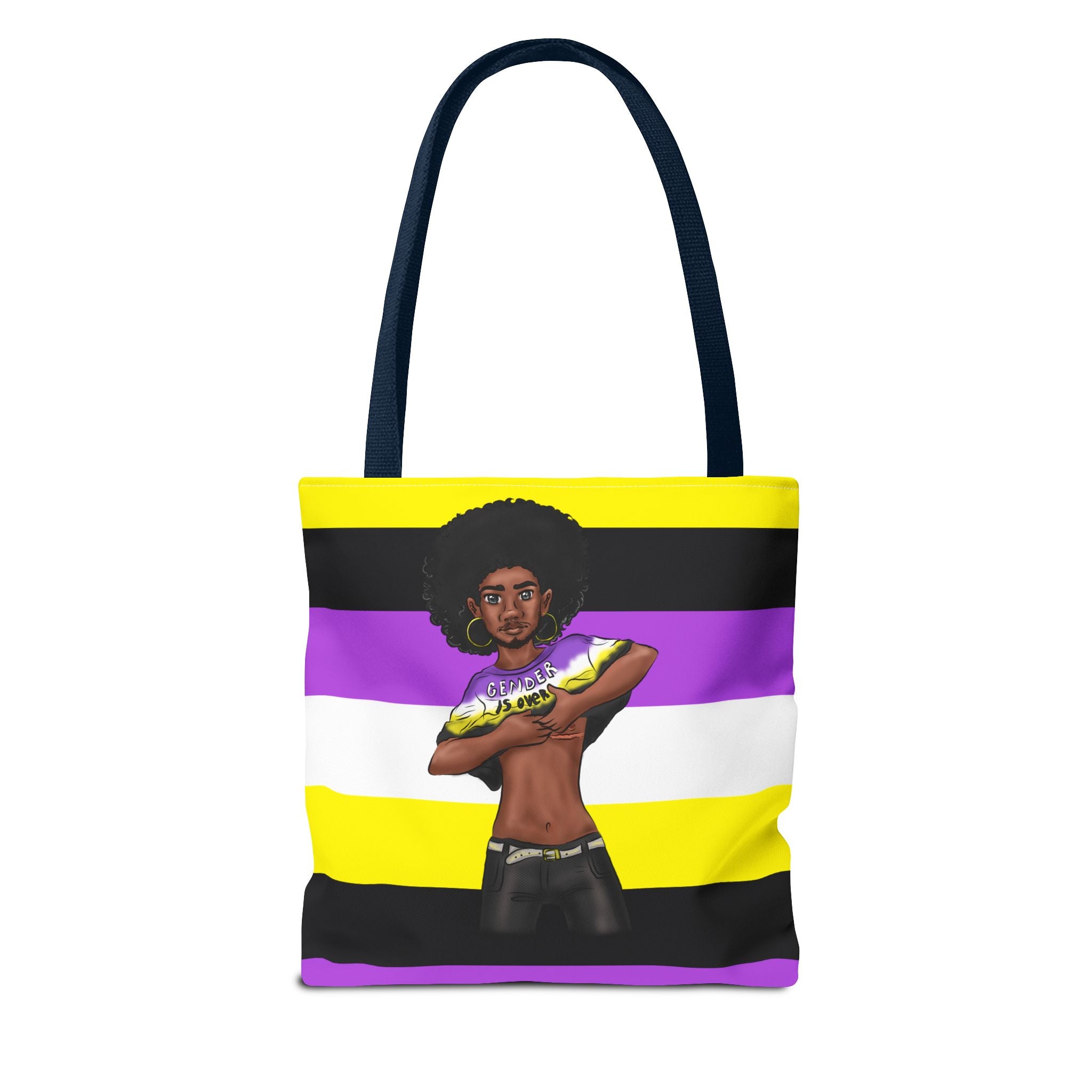 Nonbinary Pride Tote Bag – “Gender Is Over” Art, Durable Polyester, Multiple Sizes | Inclusive LGBTQIA+ Accessory | Voce Lindx