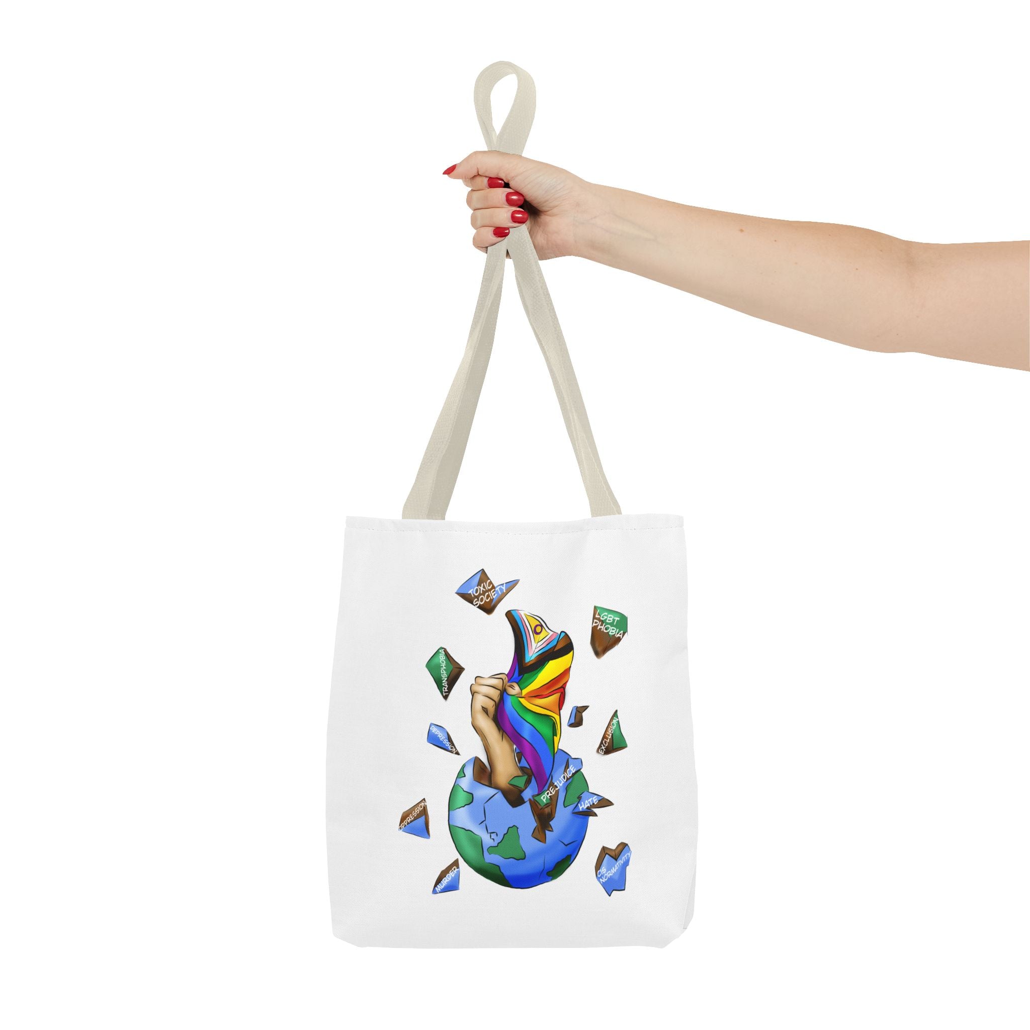Progress Pride Flag Tote Bag – Breaking Barriers Art, Durable Polyester, Multiple Sizes | Inclusive LGBTQIA+ Accessory | Voce Lindx