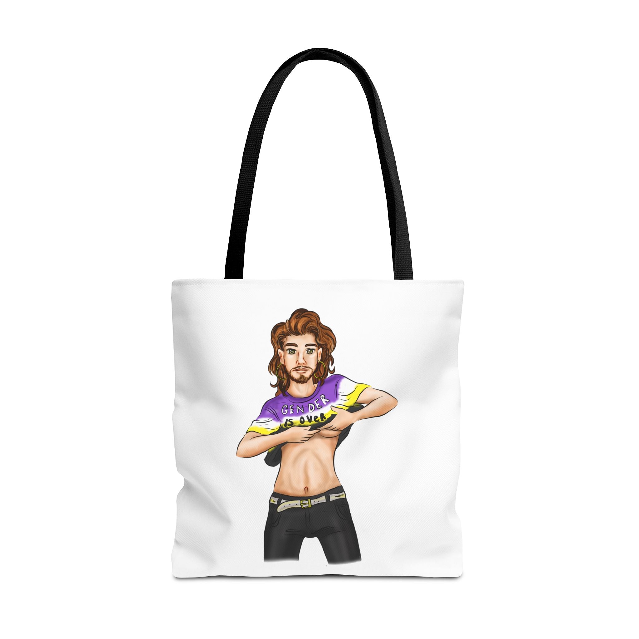 Nonbinary Pride Tote Bag – “Gender Is Over” Art, Durable Polyester, Multiple Sizes | Inclusive LGBTQIA+ Accessory | Voce Lindx