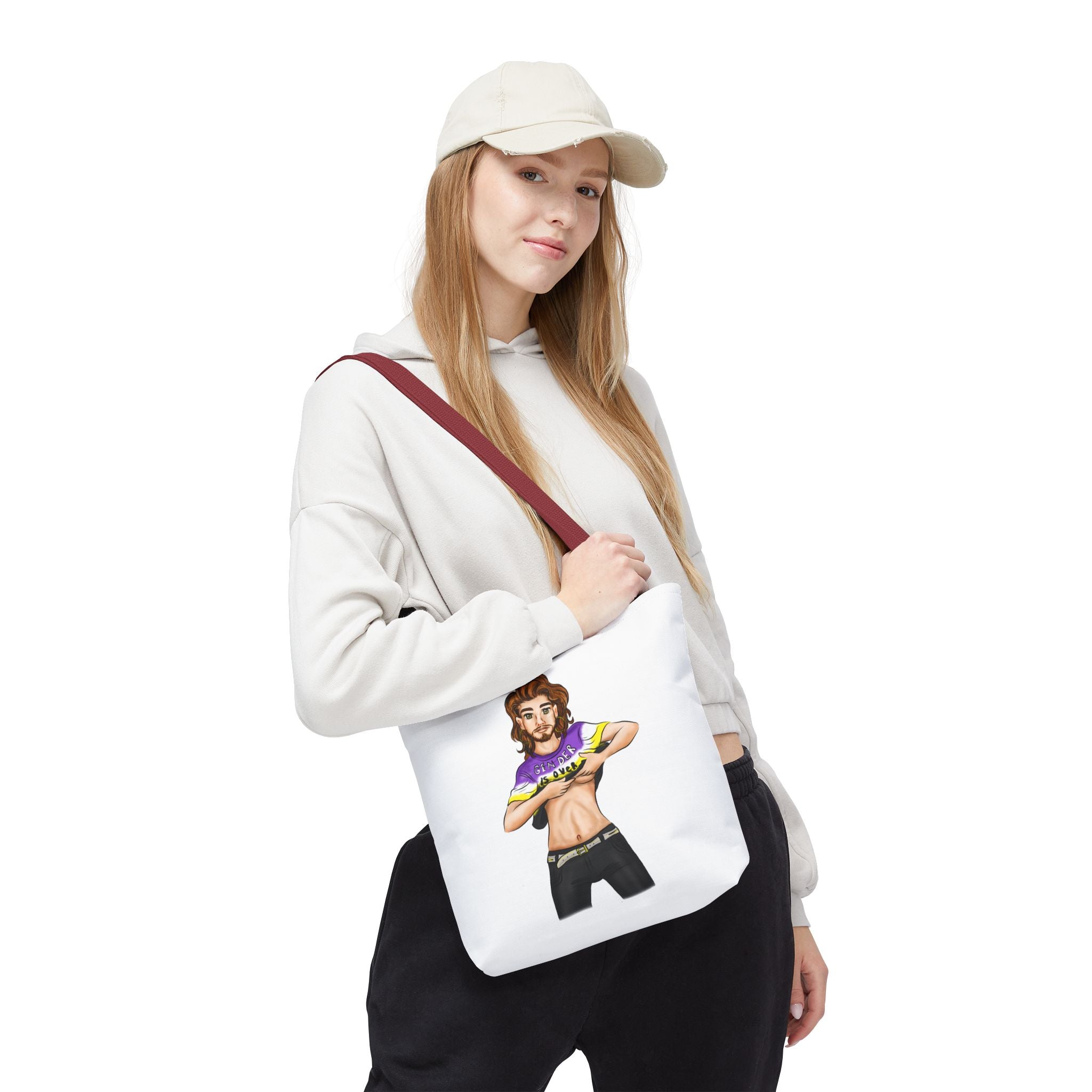 Nonbinary Pride Tote Bag – “Gender Is Over” Art, Durable Polyester, Multiple Sizes | Inclusive LGBTQIA+ Accessory | Voce Lindx