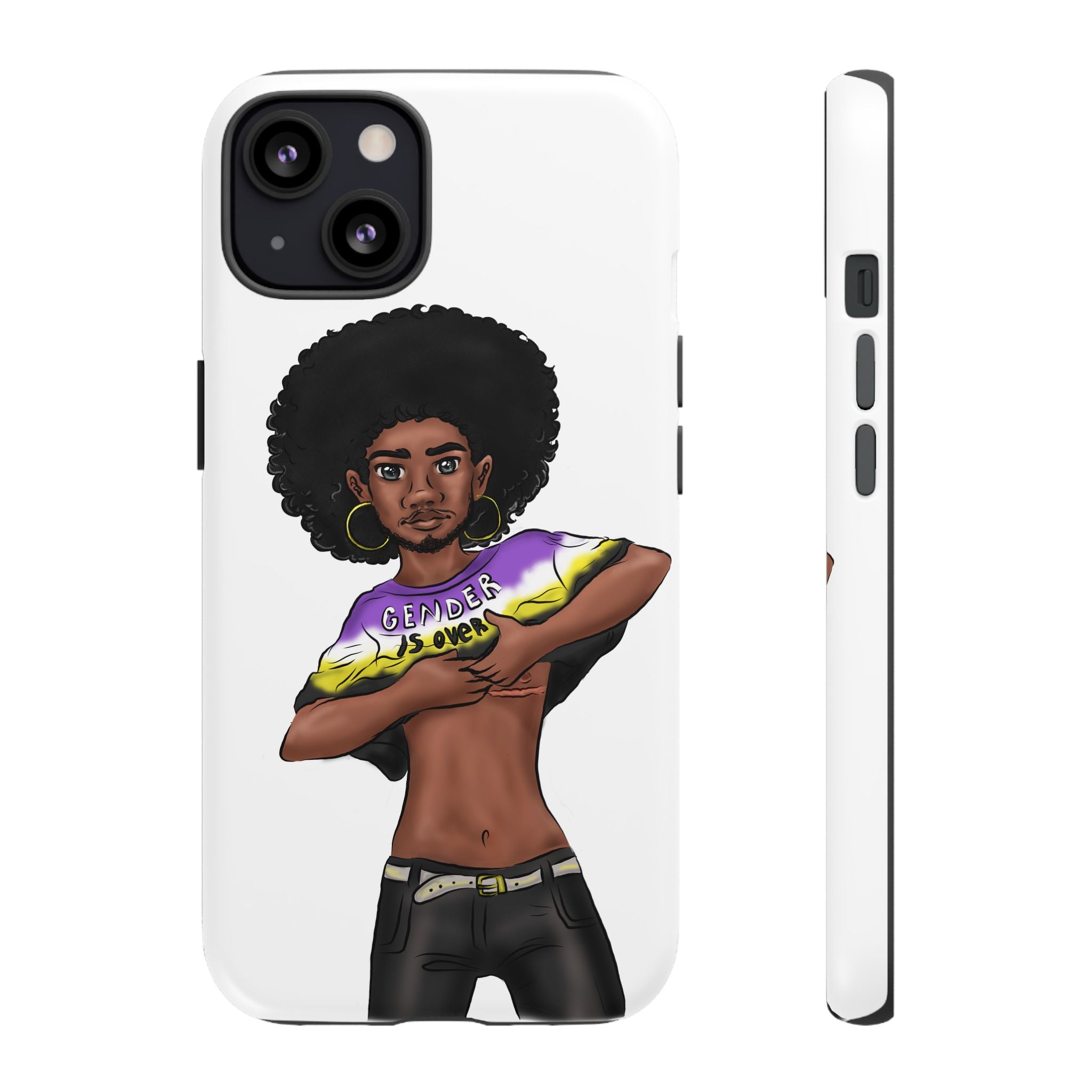 Gender Is Over Tough Phone Case – Gender-Free, Black Representation Art, Dual Layer Protection | Voce Lindx