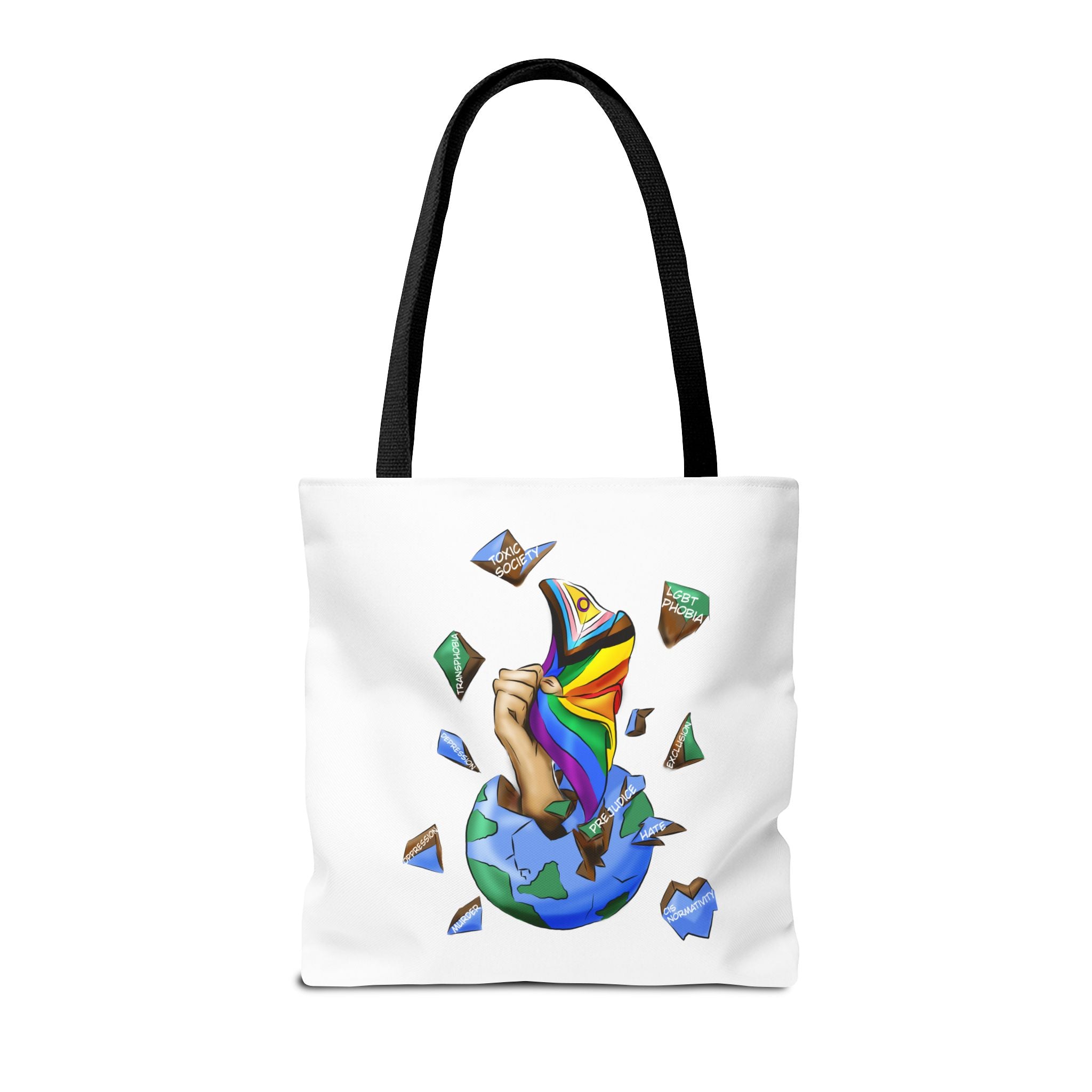 Progress Pride Flag Tote Bag – Breaking Barriers Art, Durable Polyester, Multiple Sizes | Inclusive LGBTQIA+ Accessory | Voce Lindx