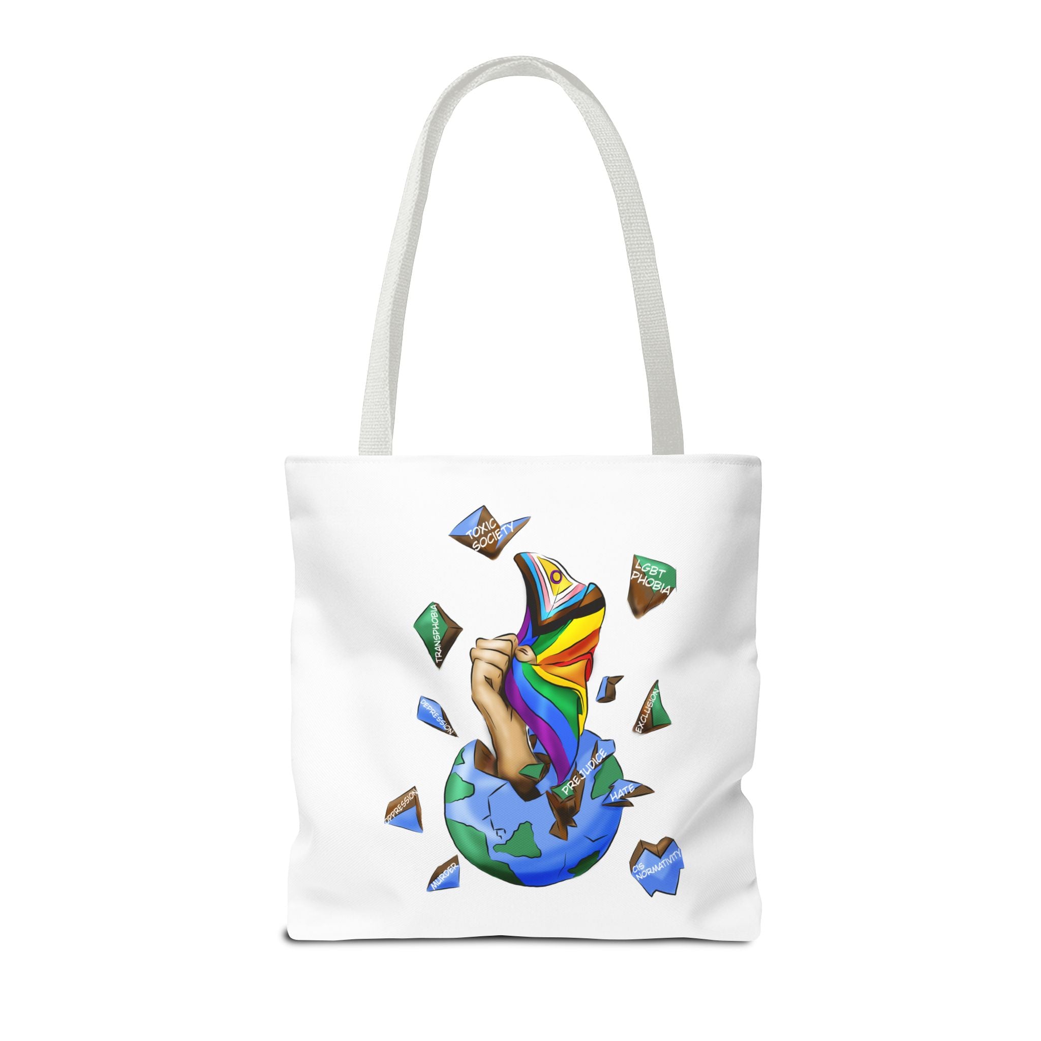 Progress Pride Flag Tote Bag – Breaking Barriers Art, Durable Polyester, Multiple Sizes | Inclusive LGBTQIA+ Accessory | Voce Lindx