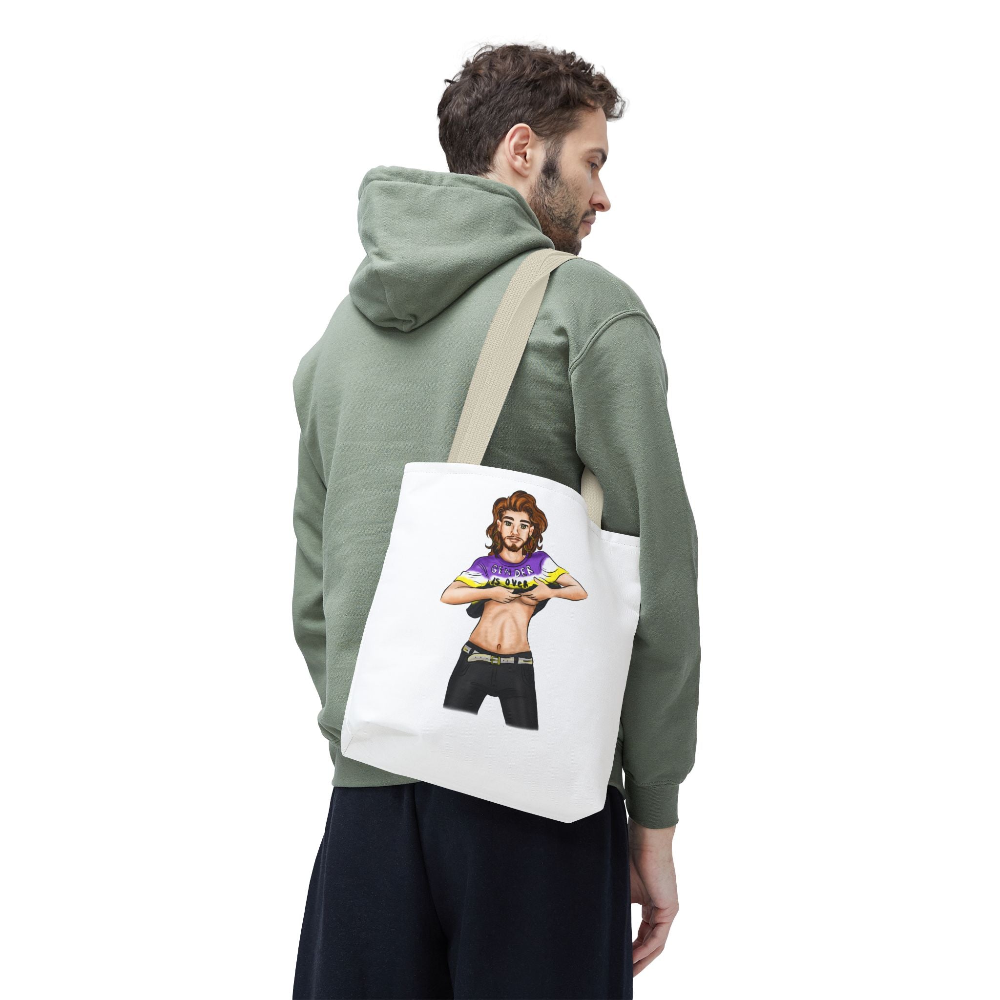 Nonbinary Pride Tote Bag – “Gender Is Over” Art, Durable Polyester, Multiple Sizes | Inclusive LGBTQIA+ Accessory | Voce Lindx