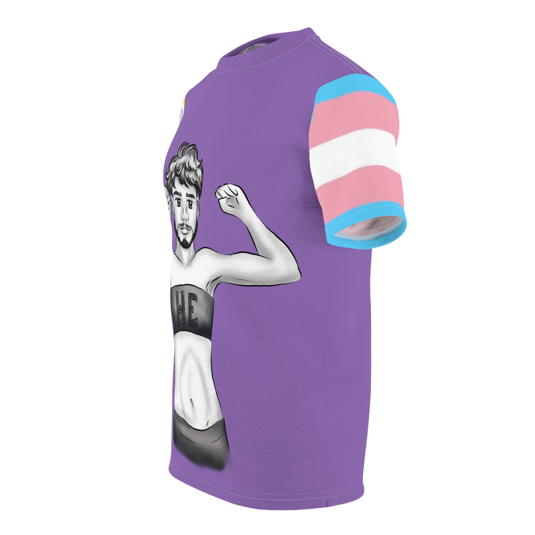HE Gender-Free Pride Tee – Trans & Nonbinary Flag Sleeves, Inclusive LGBTQIA+ Fashion | Voce Lindx