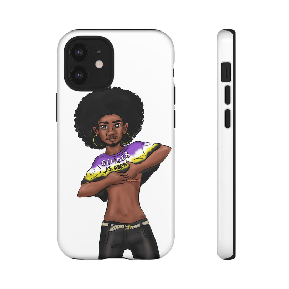 Gender Is Over Tough Phone Case – Gender-Free, Black Representation Art, Dual Layer Protection | Voce Lindx