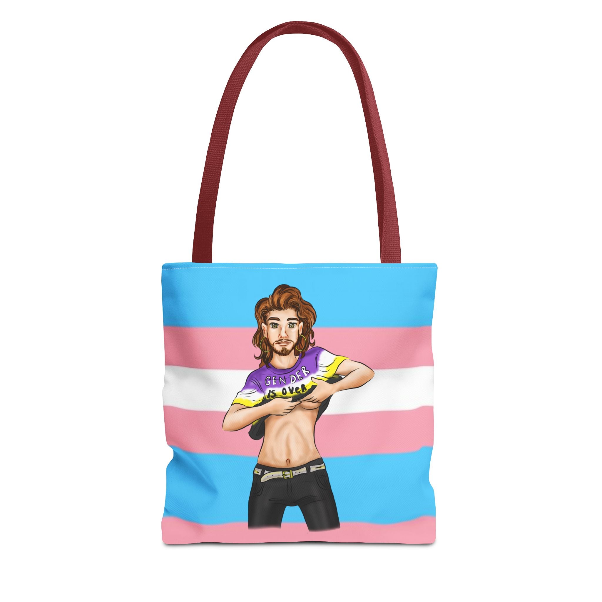 Trans Pride Tote Bag – “Gender Is Over” Art, Durable Polyester, Multiple Sizes | Inclusive LGBTQIA+ Accessory | Voce Lindx