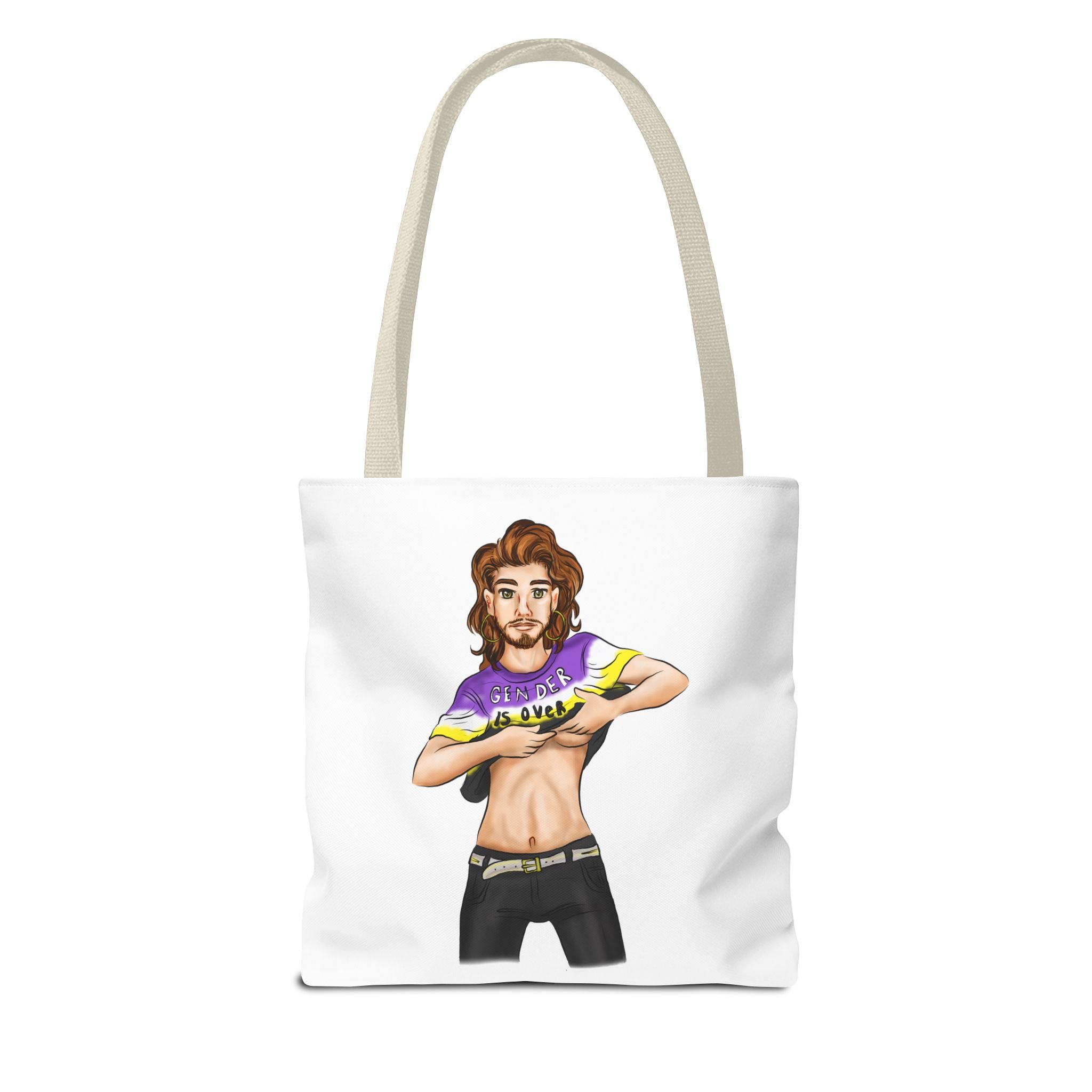 Nonbinary Pride Tote Bag – “Gender Is Over” Art, Durable Polyester, Multiple Sizes | Inclusive LGBTQIA+ Accessory | Voce Lindx