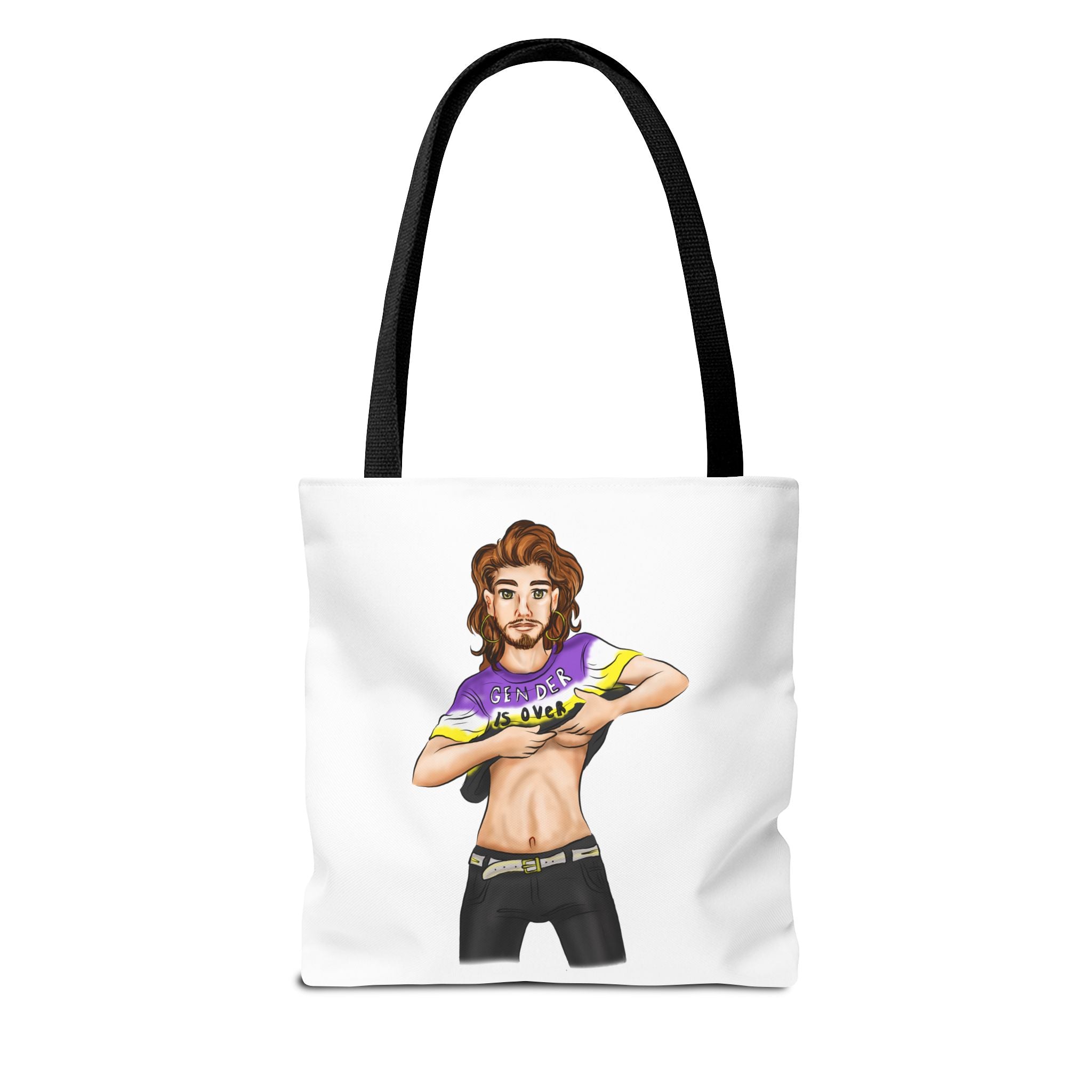 Nonbinary Pride Tote Bag – “Gender Is Over” Art, Durable Polyester, Multiple Sizes | Inclusive LGBTQIA+ Accessory | Voce Lindx