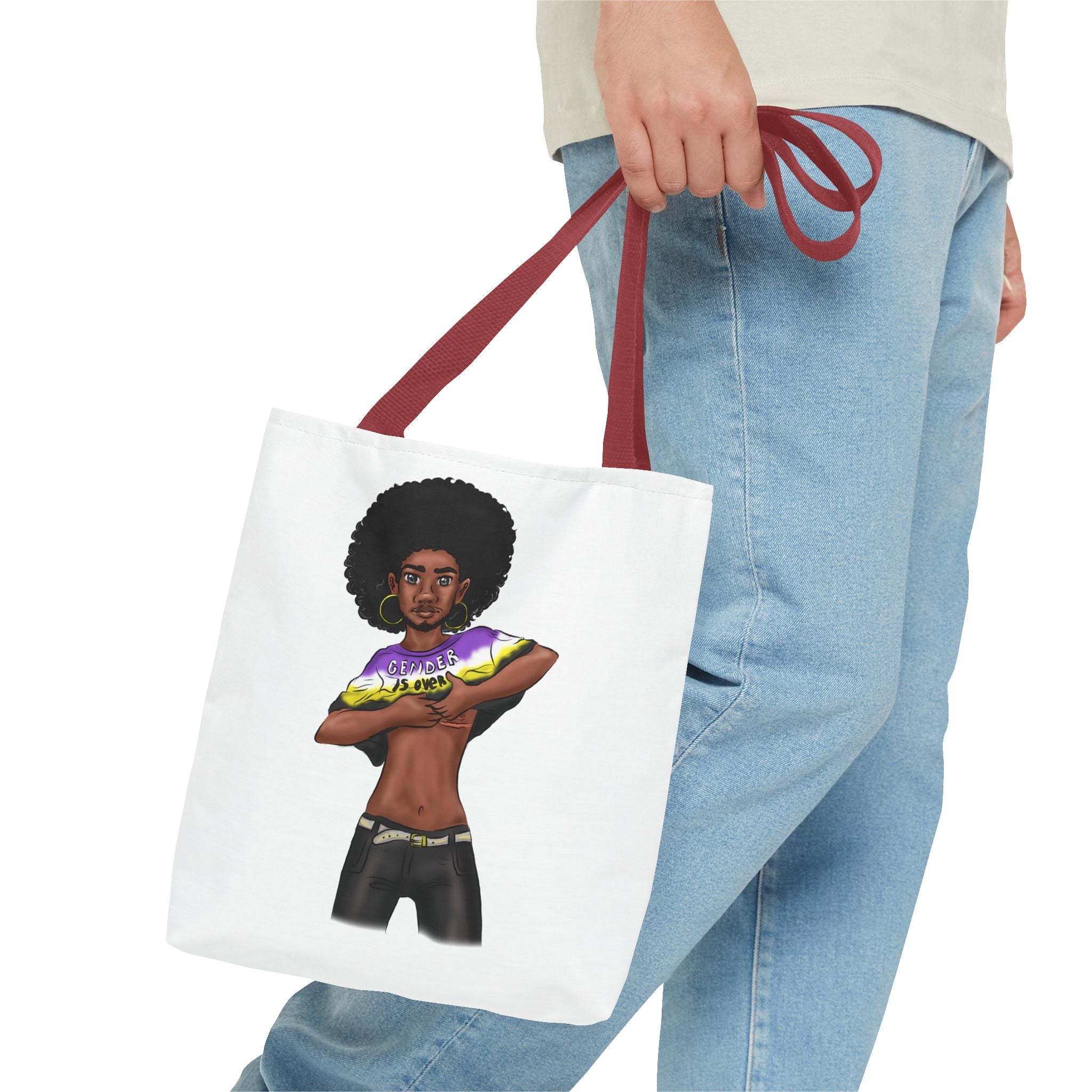 Gender Is Over Tote Bag – Gender-Free, Black Representation Art, Durable Polyester, Multiple Sizes | Inclusive LGBTQIA+ Accessory | Voce Lindx