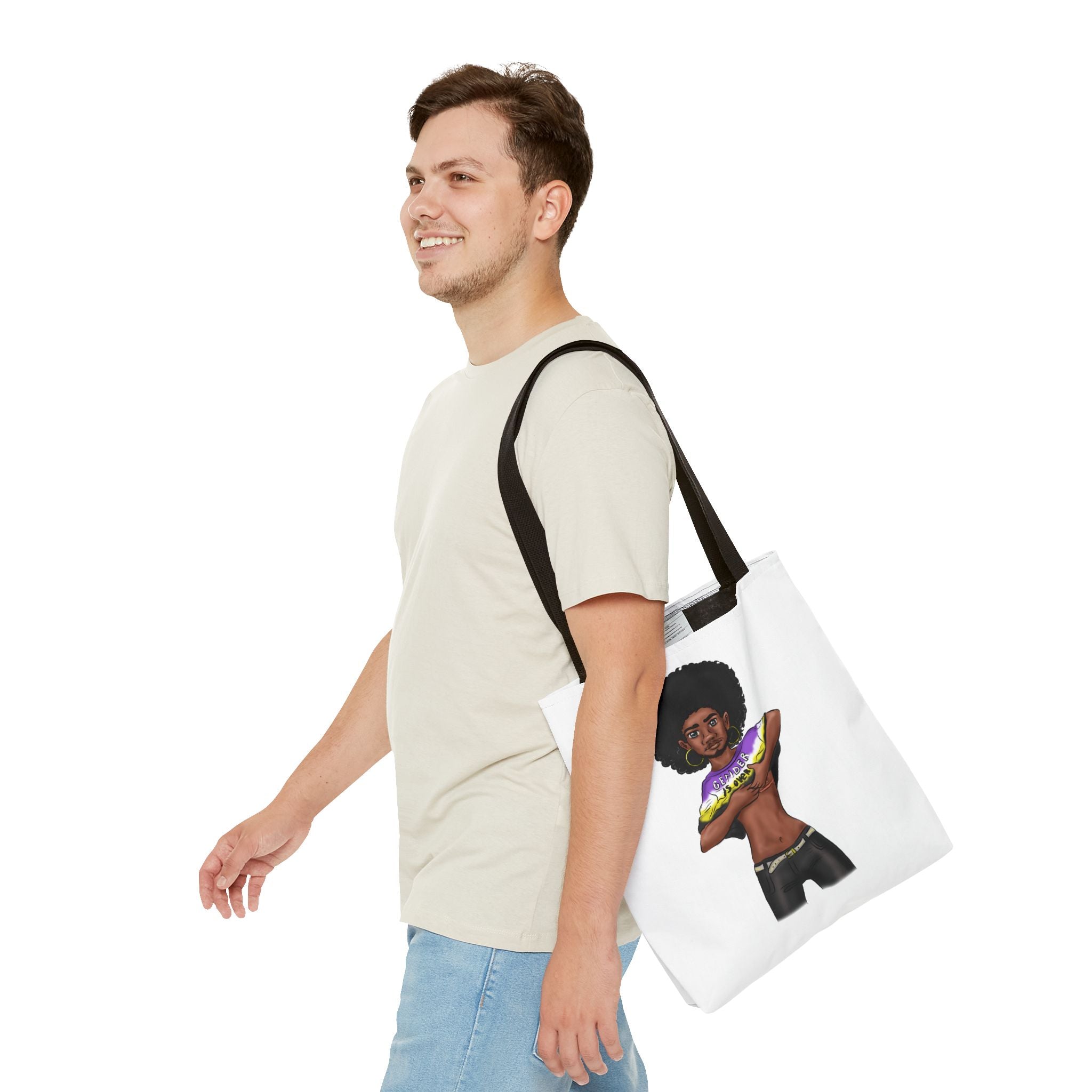 Gender Is Over Tote Bag – Gender-Free, Black Representation Art, Durable Polyester, Multiple Sizes | Inclusive LGBTQIA+ Accessory | Voce Lindx