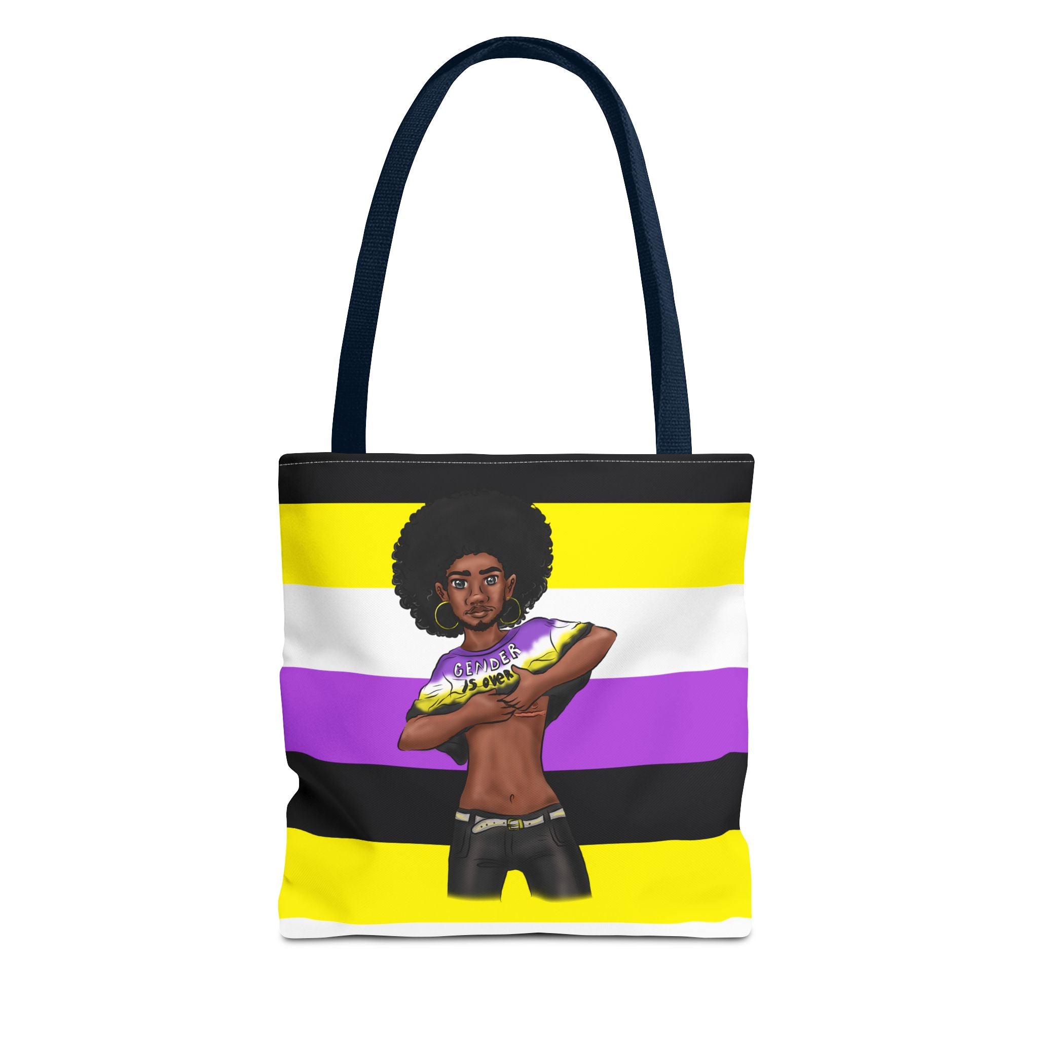 Nonbinary Pride Tote Bag – “Gender Is Over” Art, Durable Polyester, Multiple Sizes | Inclusive LGBTQIA+ Accessory | Voce Lindx