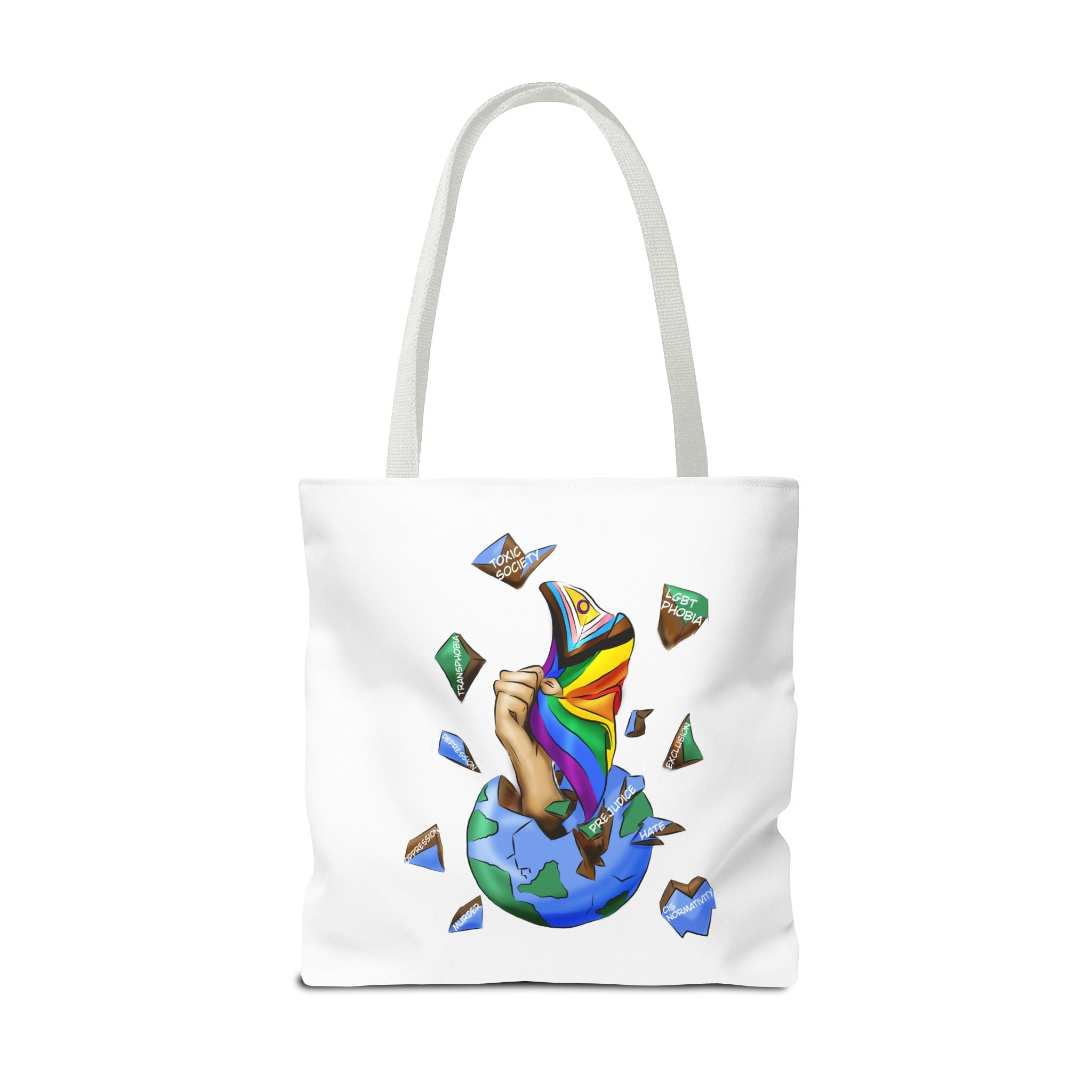 Progress Pride Flag Tote Bag – Breaking Barriers Art, Durable Polyester, Multiple Sizes | Inclusive LGBTQIA+ Accessory | Voce Lindx