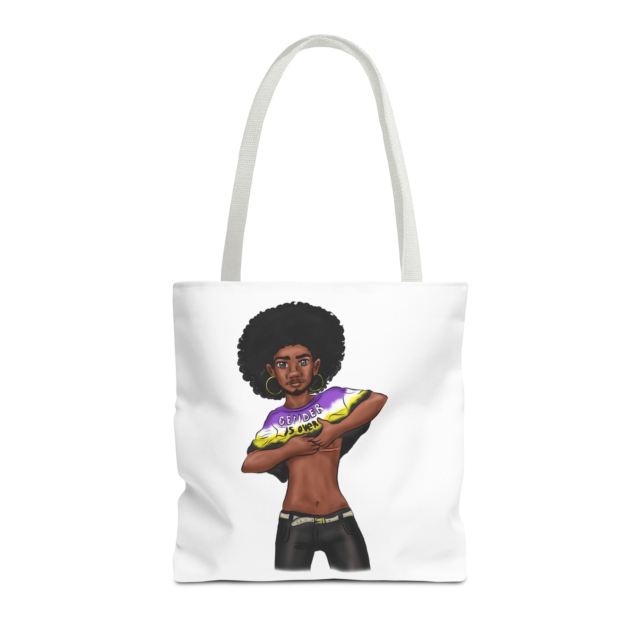Gender Is Over Tote Bag – Gender-Free, Black Representation Art, Durable Polyester, Multiple Sizes | Inclusive LGBTQIA+ Accessory | Voce Lindx