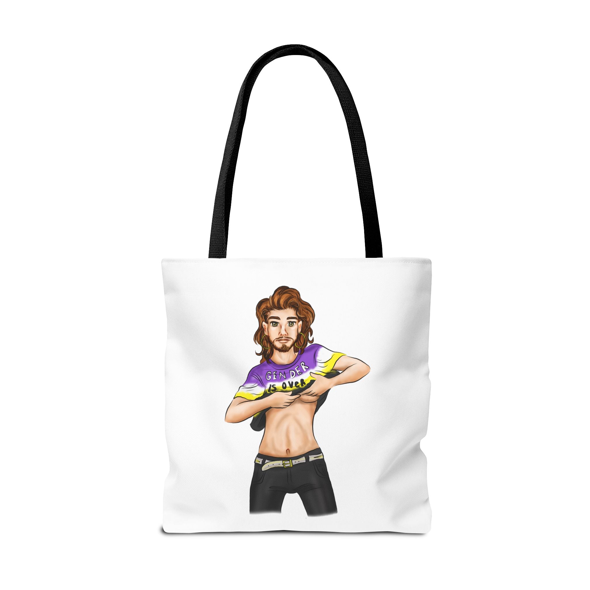 Nonbinary Pride Tote Bag – “Gender Is Over” Art, Durable Polyester, Multiple Sizes | Inclusive LGBTQIA+ Accessory | Voce Lindx