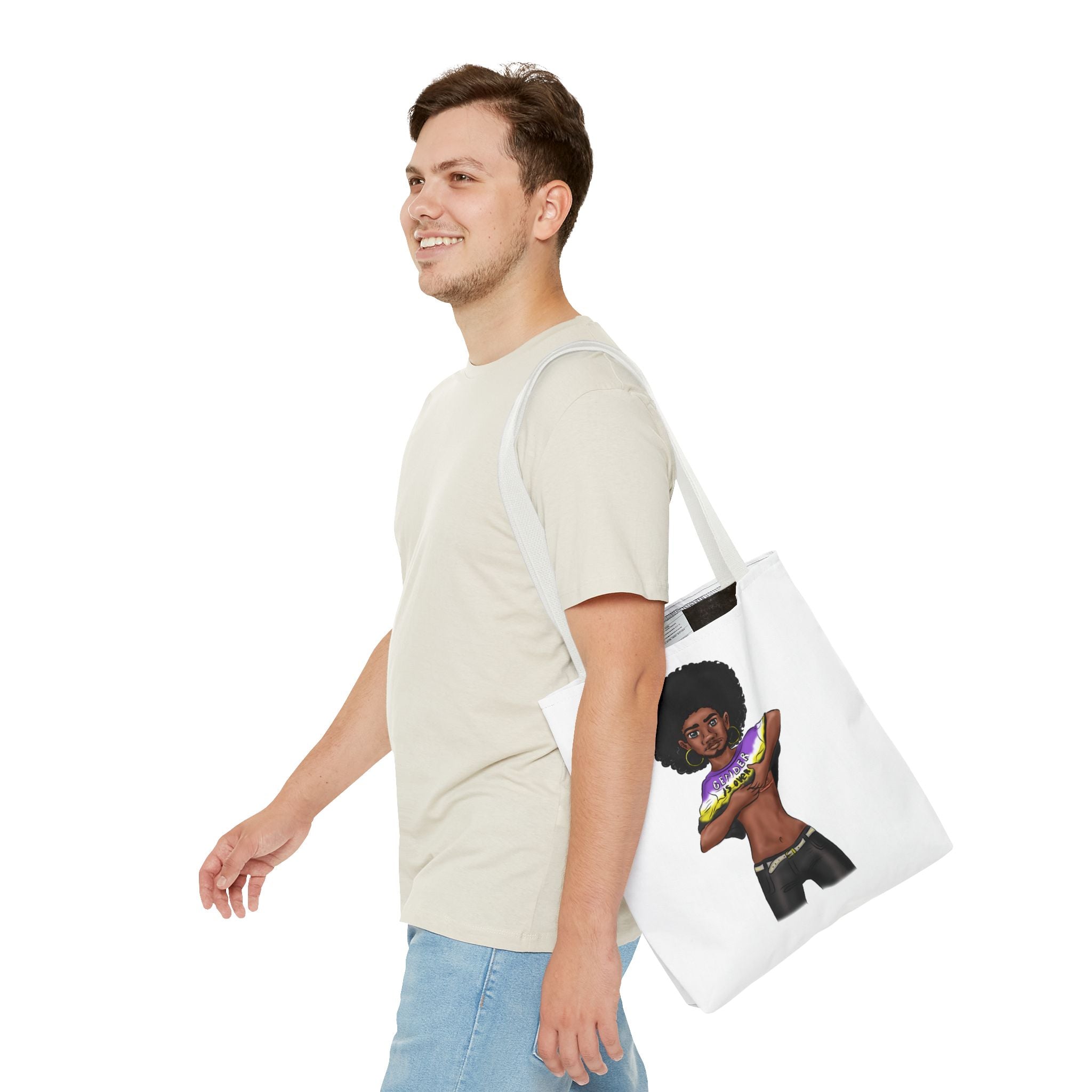 Gender Is Over Tote Bag – Gender-Free, Black Representation Art, Durable Polyester, Multiple Sizes | Inclusive LGBTQIA+ Accessory | Voce Lindx