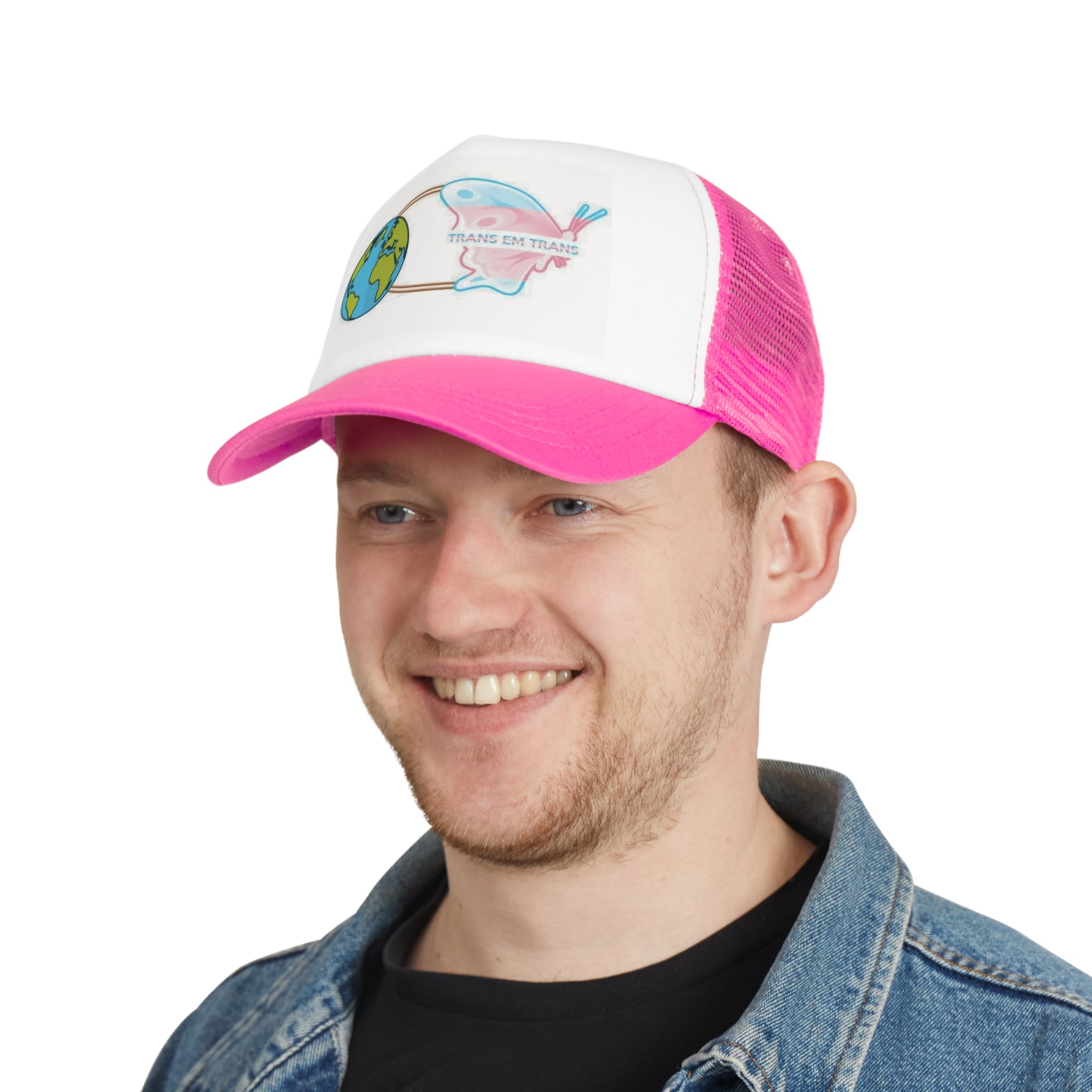 Trans Em Trans Mesh Cap – Gender-Free, Adjustable, Inclusive Pride Hat | Voce Lindx