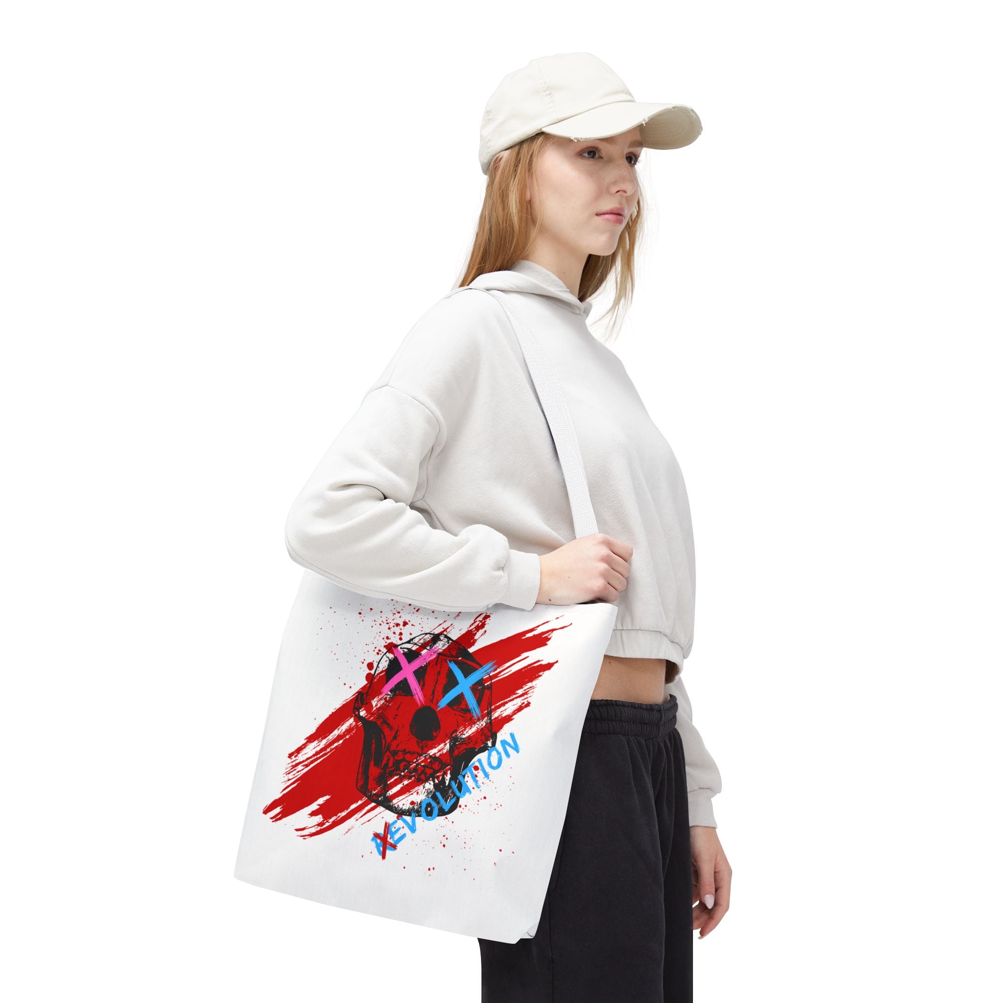 X Revolution Tote Bag – Gender-Free, Skull Art, Durable Polyester, Multiple Sizes | Inclusive LGBTQIA+ Accessory | Voce Lindx