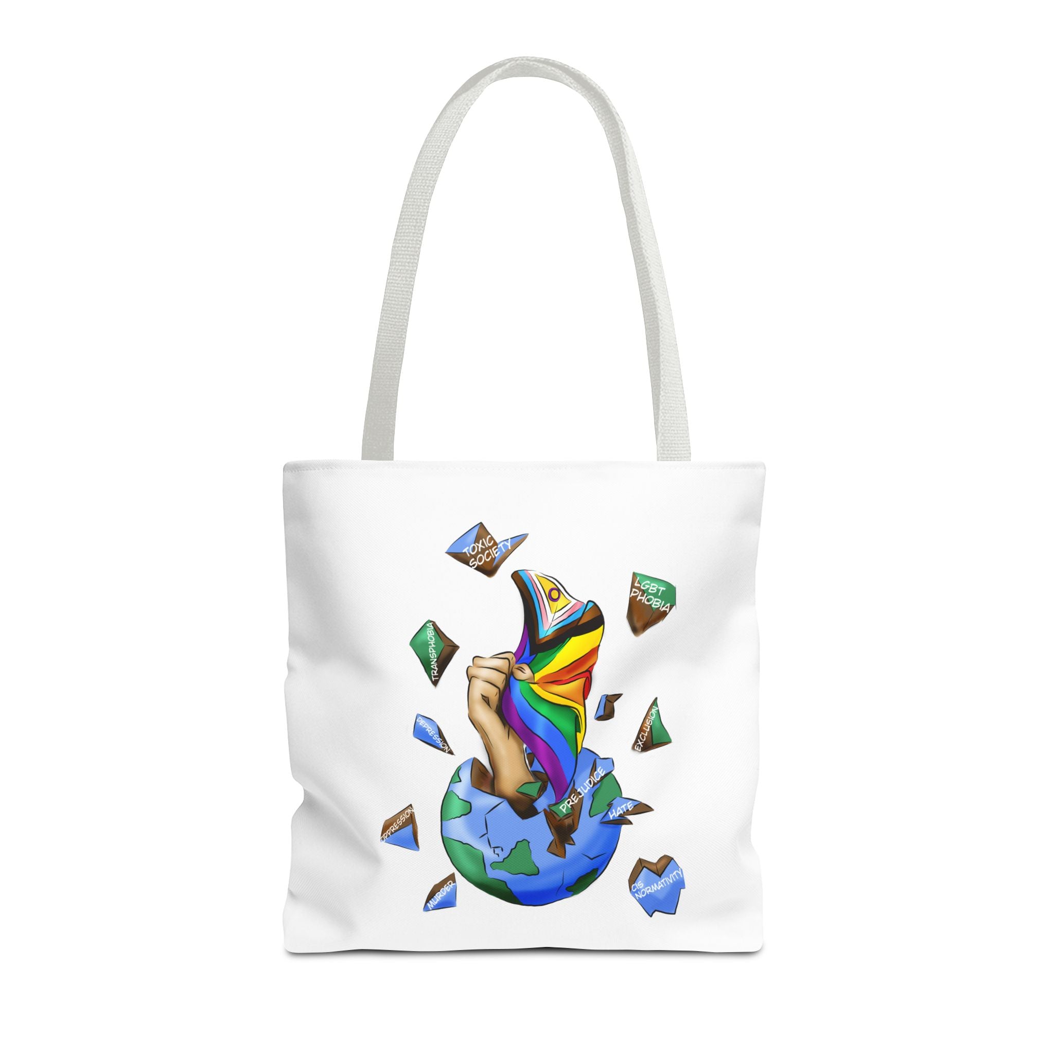 Progress Pride Flag Tote Bag – Breaking Barriers Art, Durable Polyester, Multiple Sizes | Inclusive LGBTQIA+ Accessory | Voce Lindx