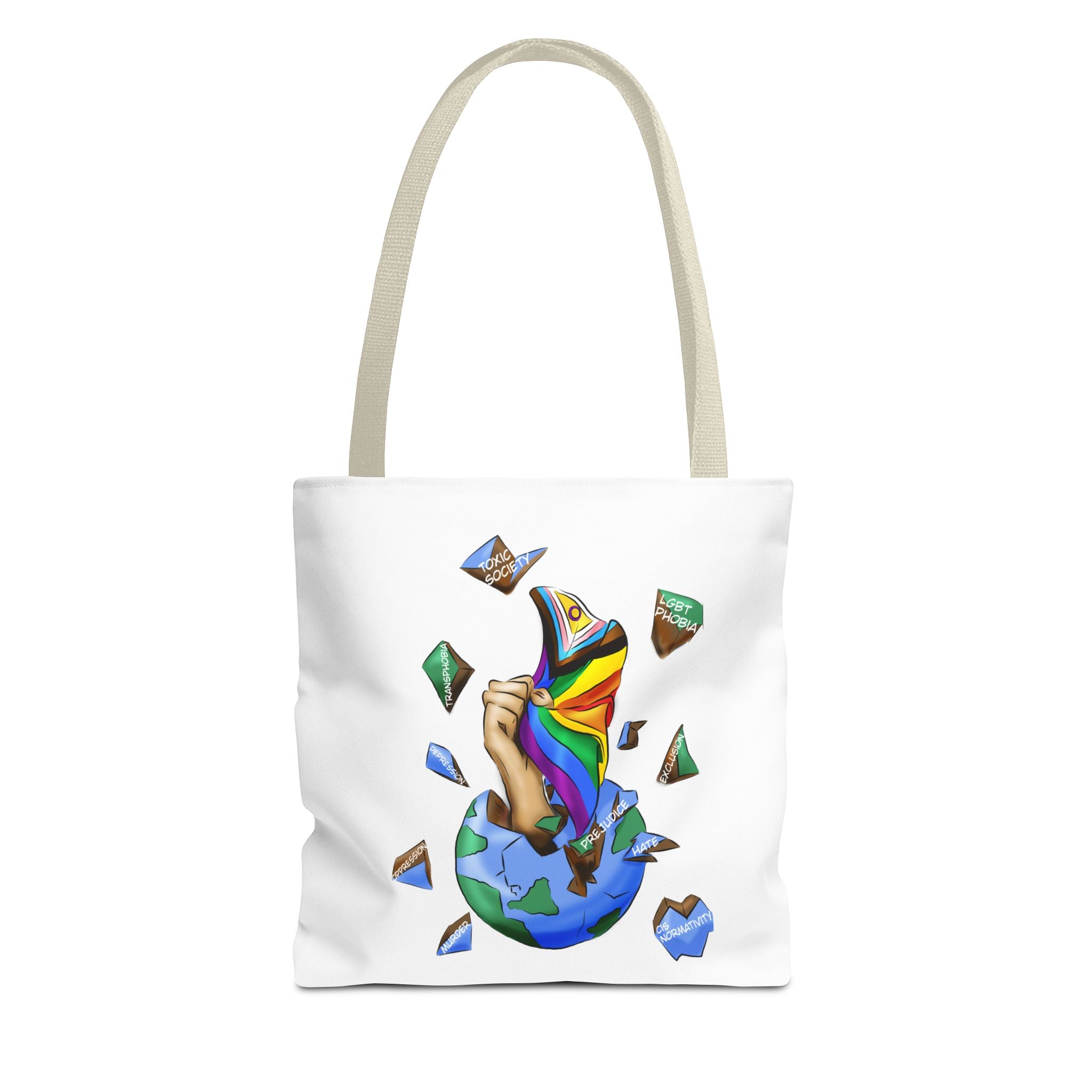 Progress Pride Flag Tote Bag – Breaking Barriers Art, Durable Polyester, Multiple Sizes | Inclusive LGBTQIA+ Accessory | Voce Lindx