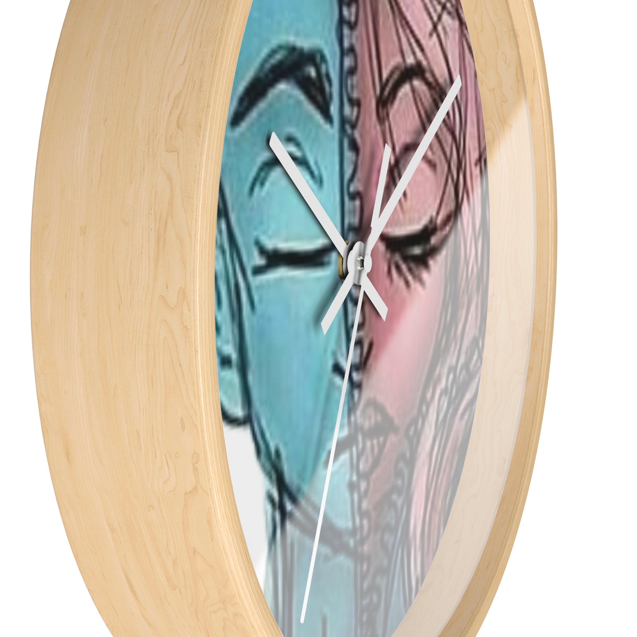 VOCE LINDX Wall Clock – Gender Expression Split Face Art – Silent Mechanism – Decorative Indoor Timepiece