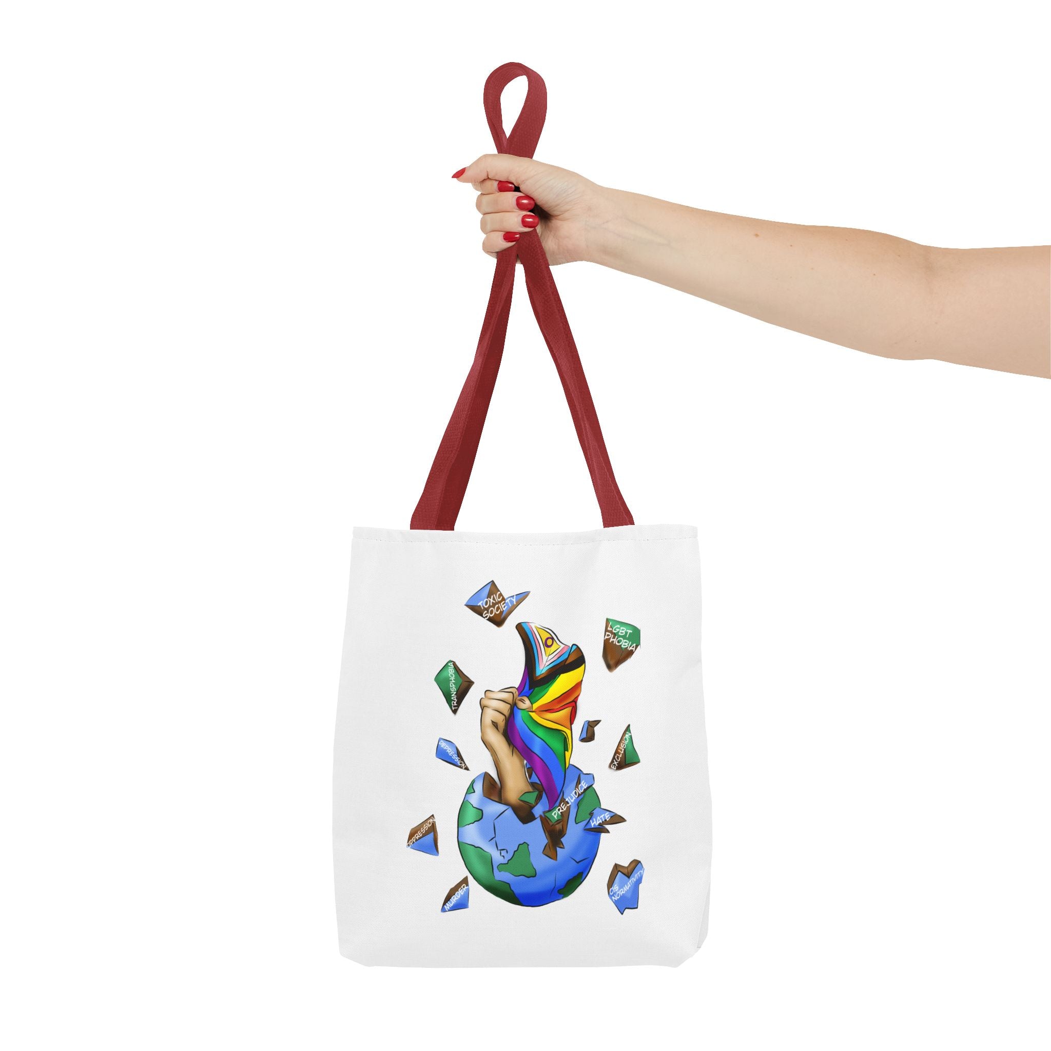Progress Pride Flag Tote Bag – Breaking Barriers Art, Durable Polyester, Multiple Sizes | Inclusive LGBTQIA+ Accessory | Voce Lindx