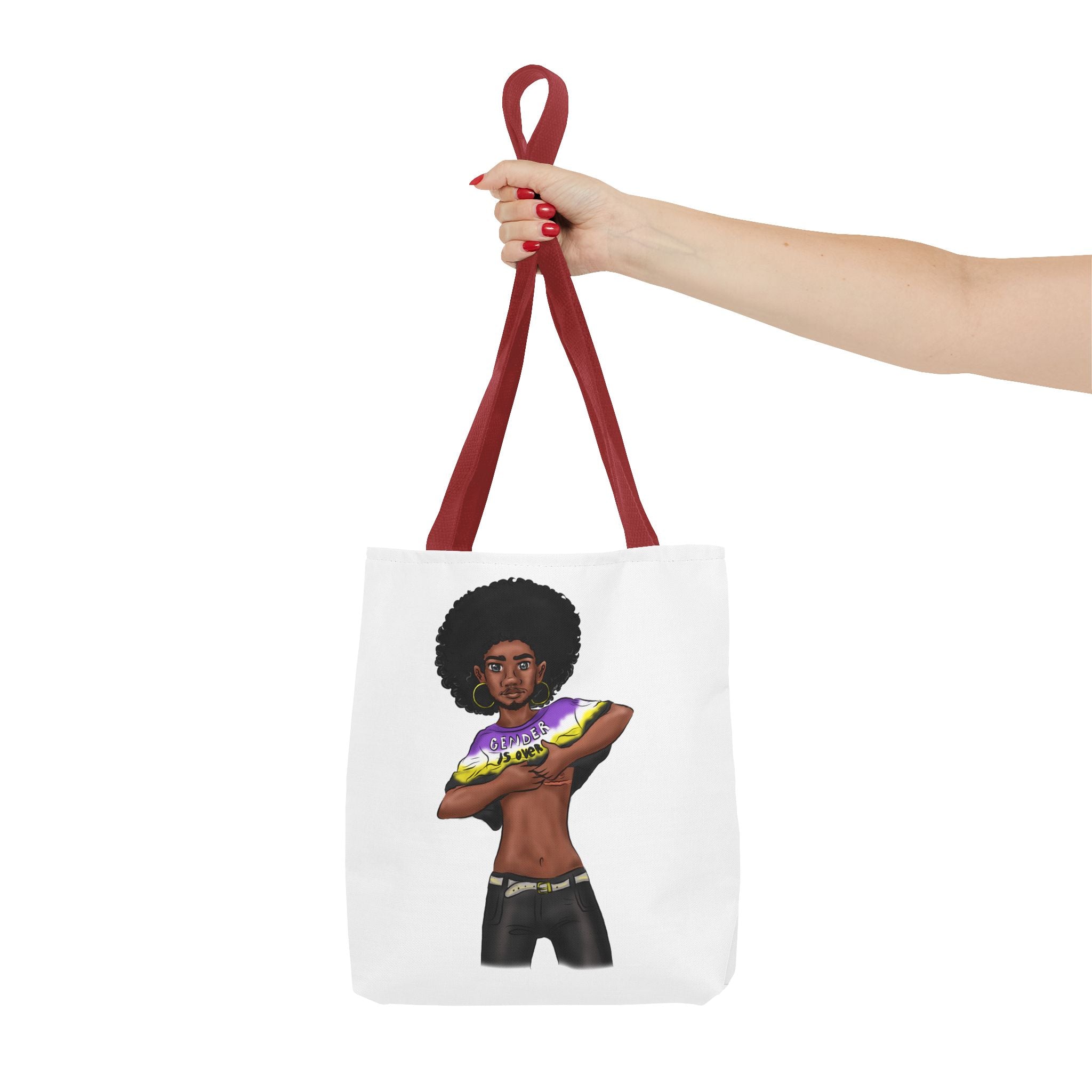 Gender Is Over Tote Bag – Gender-Free, Black Representation Art, Durable Polyester, Multiple Sizes | Inclusive LGBTQIA+ Accessory | Voce Lindx