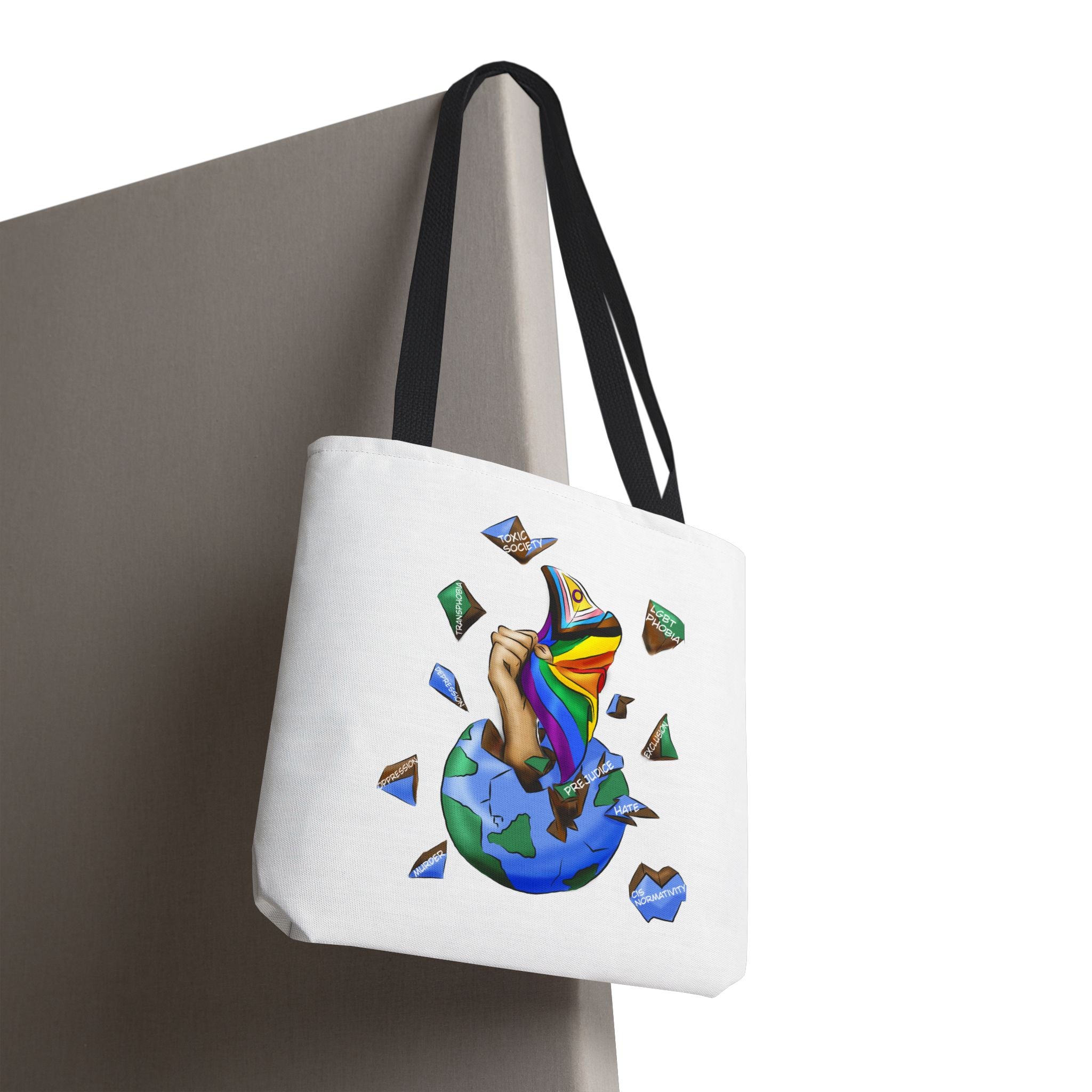 Progress Pride Flag Tote Bag – Breaking Barriers Art, Durable Polyester, Multiple Sizes | Inclusive LGBTQIA+ Accessory | Voce Lindx